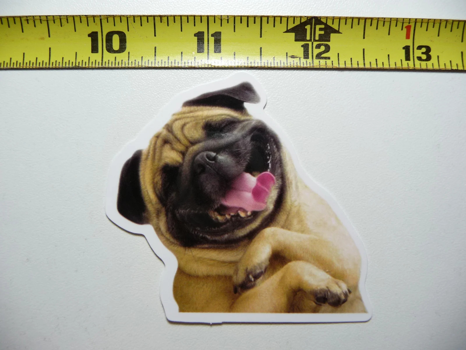 LAUGHING PUG JOKE FUNNY SMALL STICKER DECAL CUT PET DOG PUPPY FUN FUNNY