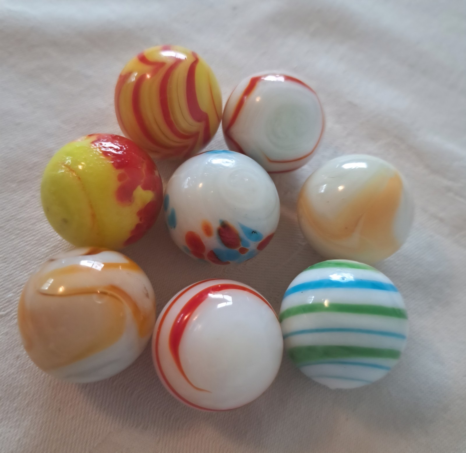 Decorative Glass Balls Marbles 1 inch colorful solid Swirly 8