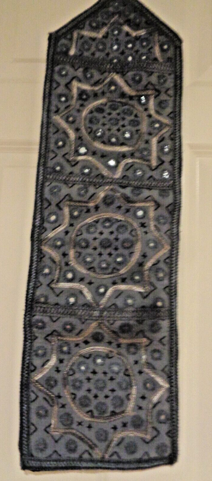 Handmade Indian/Pakistani Mirror Embroidery 3 slots Letter Holder Wall Hanging