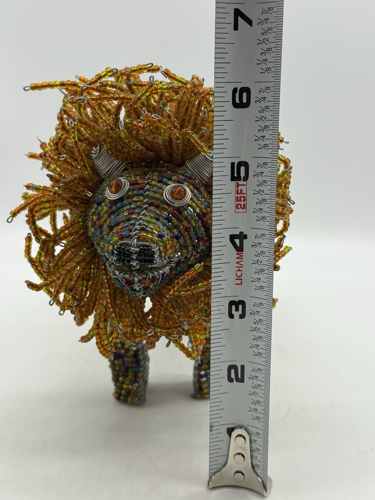 Beaded African Male Lion Wire & Colorful Beads Figure Handmade