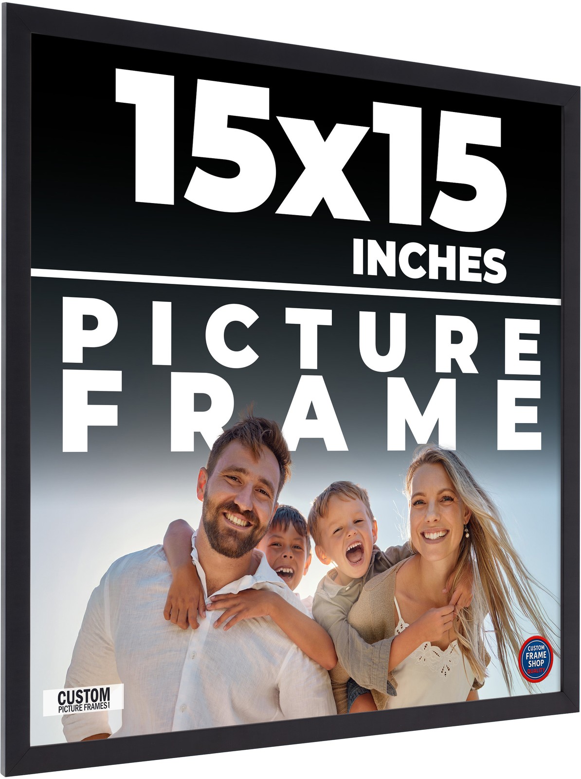 15×15 Frame Black Real Wood Picture Frame Width 0.75 inches | Interior Frame Dep