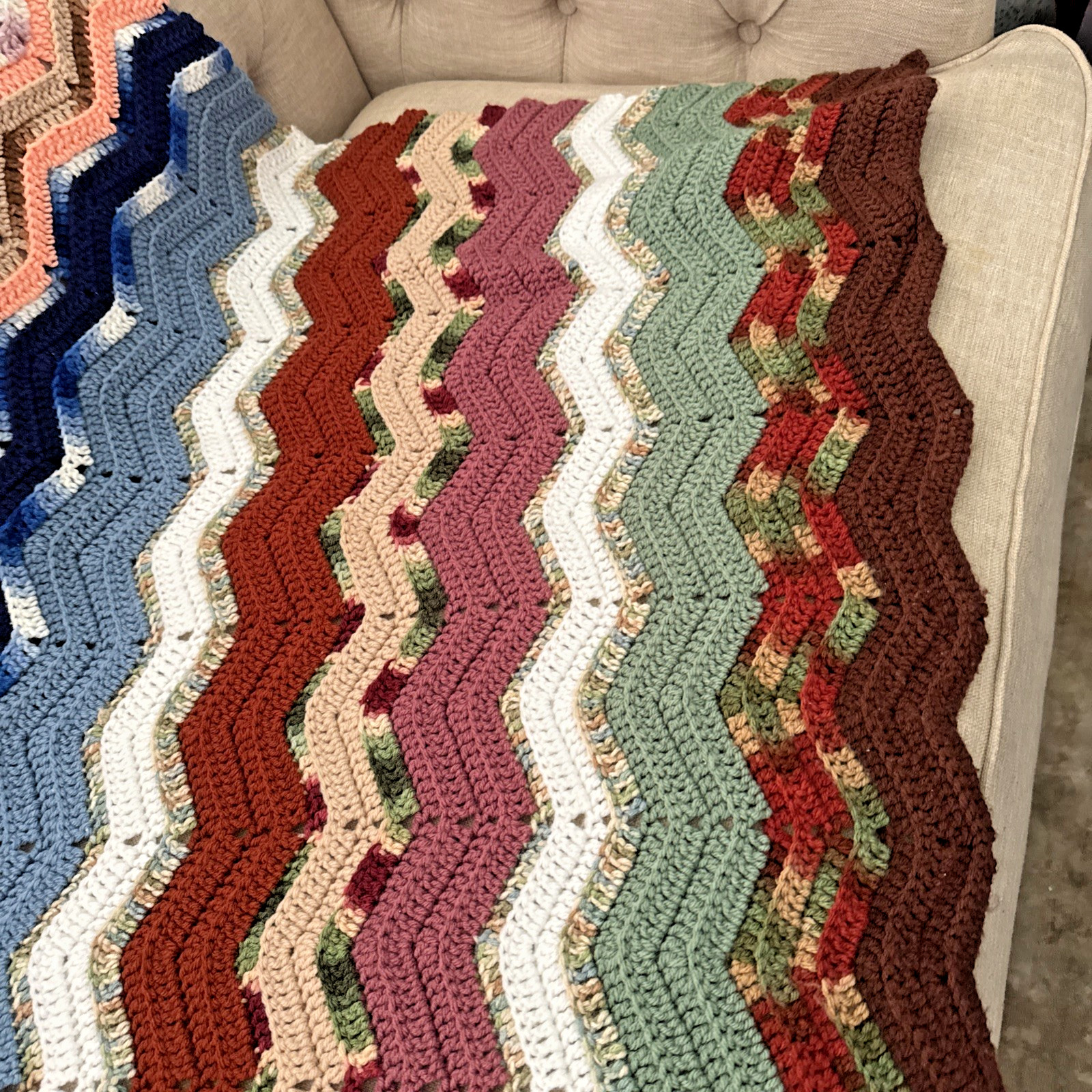 NEW ESTATE MULTI COLOR AFGHAN BLANKET Soft 50”X 62″ HANDMADE Crocheted READ #1