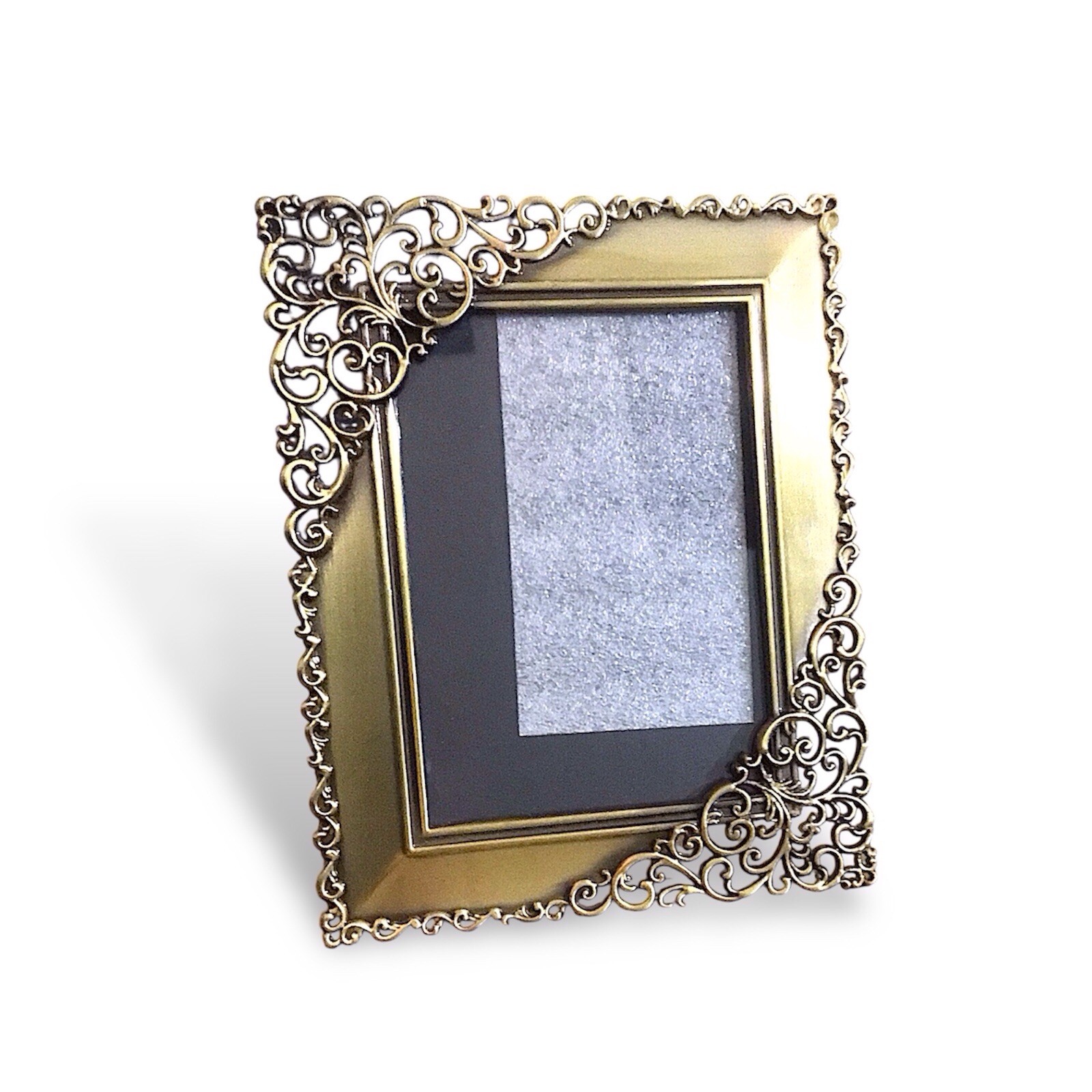 Mini 5 x 4 in. Metal Photo Frame Antiqued Bronze with Ornate Scrollwork Corners