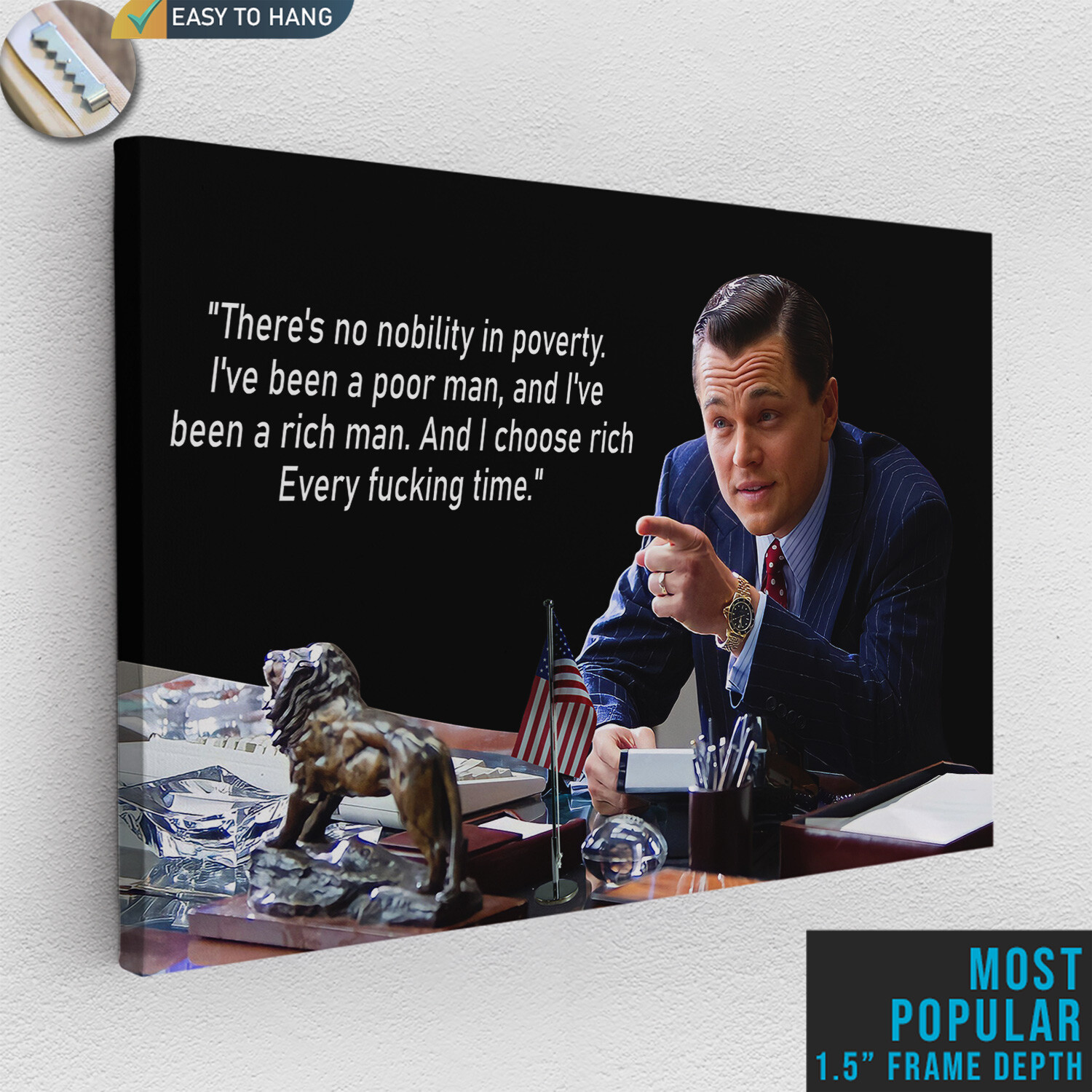Wolf of Wall Street Framed Canvas Movie Poster Motivational Leonardo DiCaprio