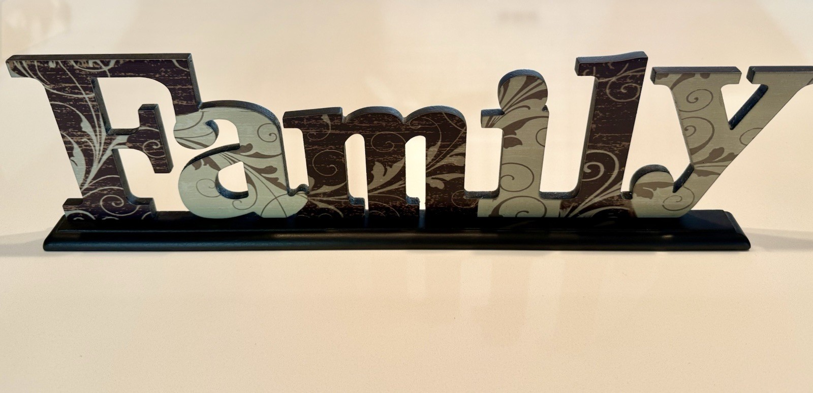 Family Word Sign Pretty Earth tones Standing Or Wall Design Cutout Letters 20×6