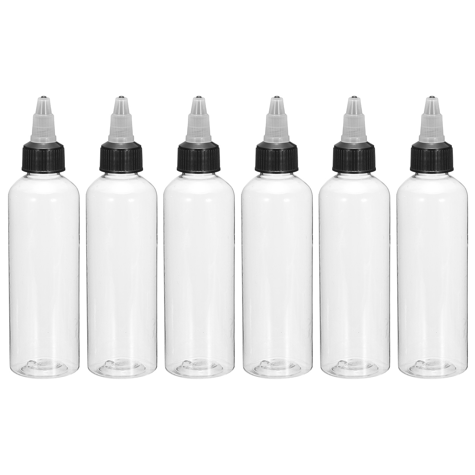 6 Pcs 4oz/120ml Squeeze Bottles Clear Dispensing Bottles with Twist Cap Lids