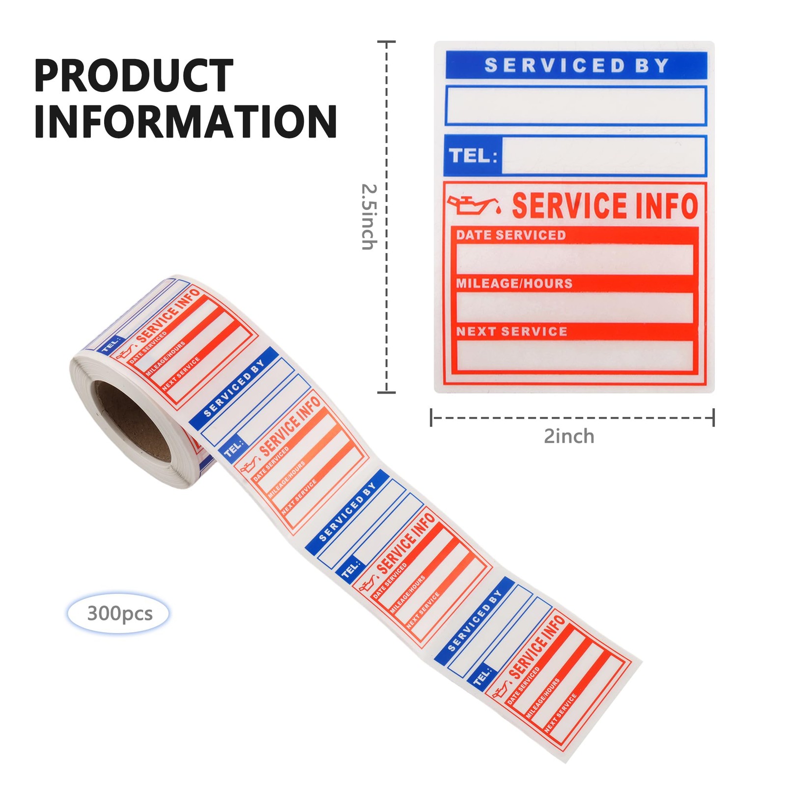 Oil Change Stickers for Windshield Next Service Due 2×2 inch 300PCS Durable