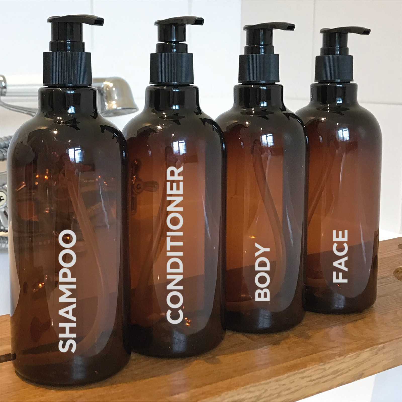 Set of 4 SHAMPOO, CONDITIONER & BODY WASH – Hinch Bottle decal stickers (Type 4)
