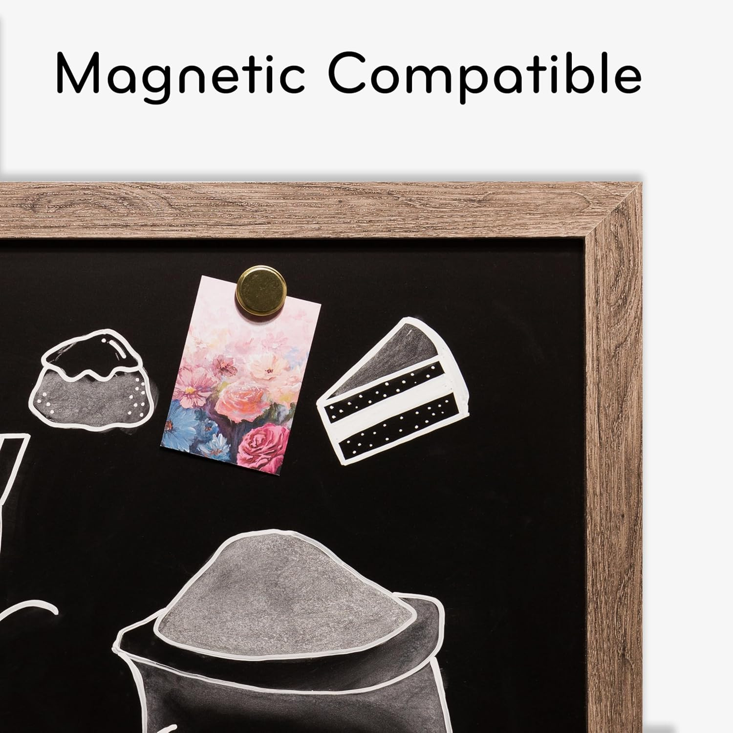 U Brands Magnetic Chalkboard 24×36 Rustic Wood Frame Matte Surface
