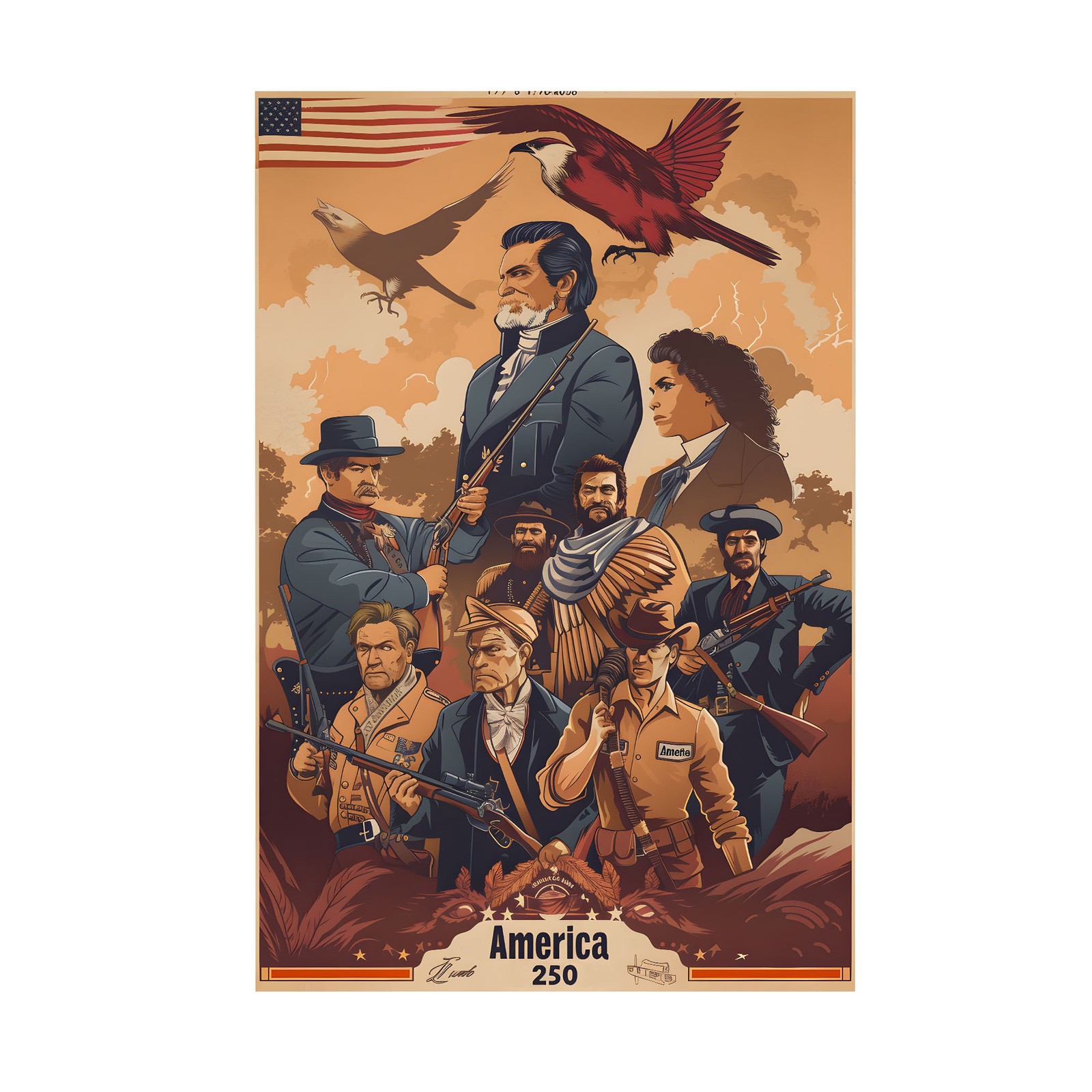 America 250th Anniversary – USA History and Culture Vintage – POSTER 20″x30″