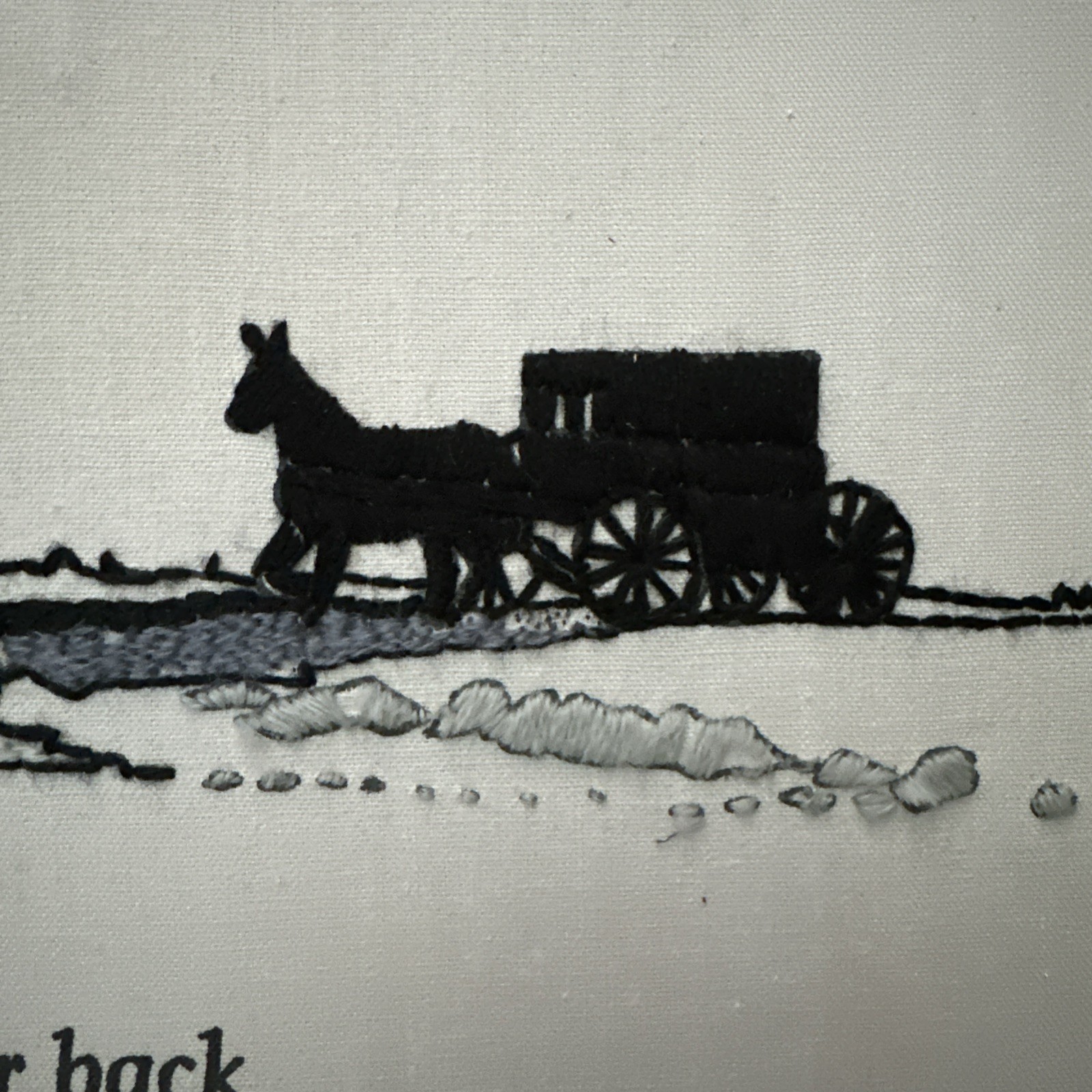 Vintage Antique 1974 Columbia Minerva Crewel Embroidery Amish Scene 18×14