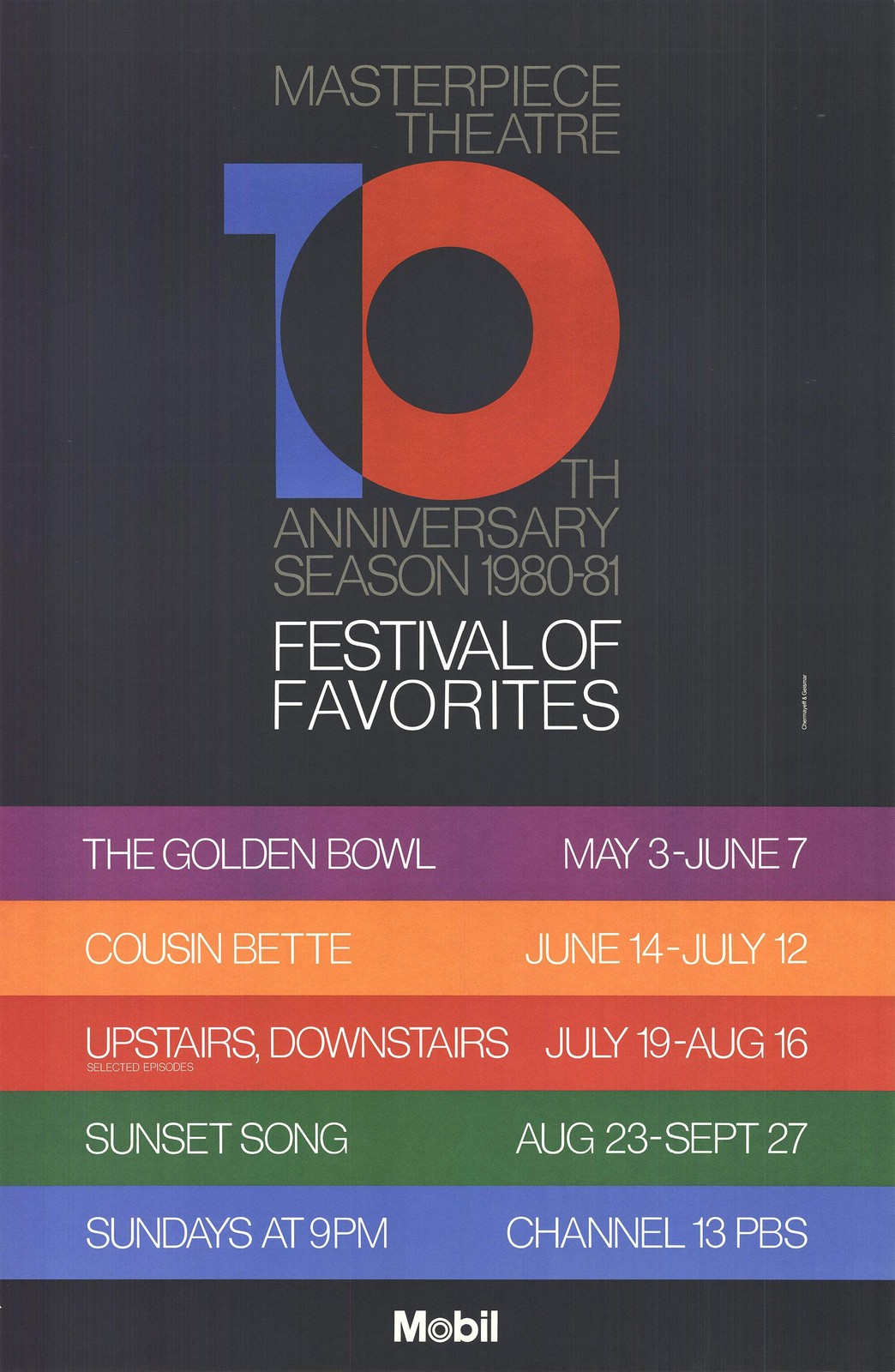 ARTIST UNKNOWN Masterpiece Theatre 10th Anniversary Festival of Favorites 46″ x