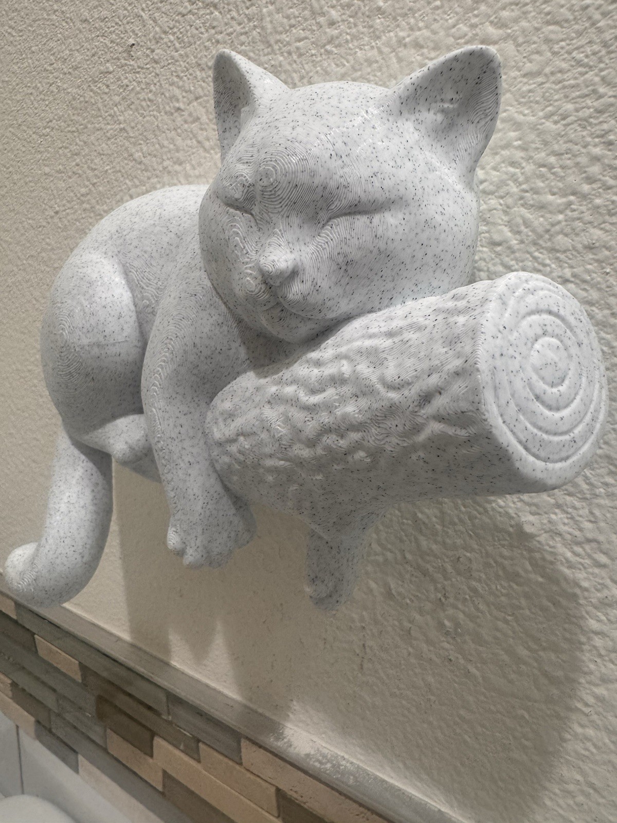 Sleeping Cat on Branch 9” Wall Sculpture Cute Animal Home Decor Cat Lover Gift