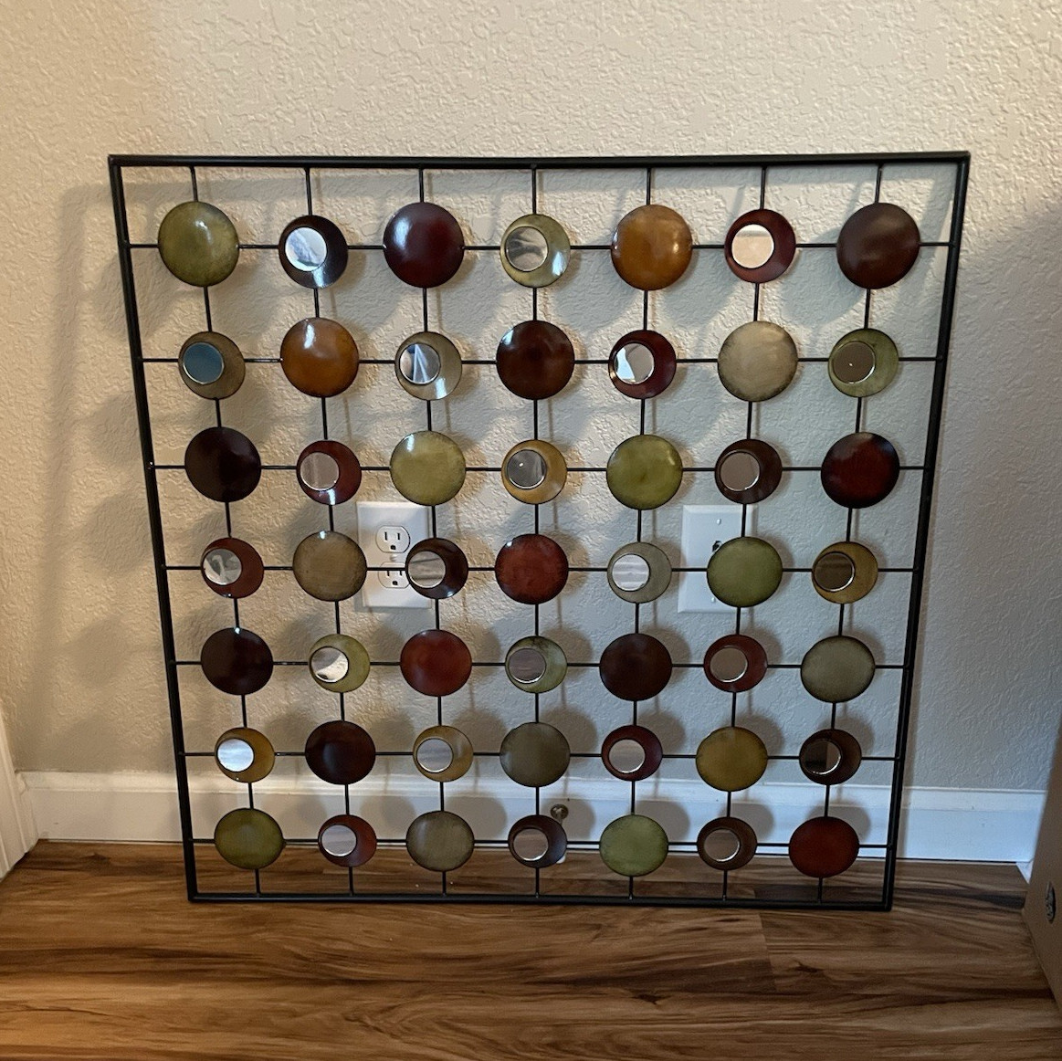 Multicolor Abstract Metal & Glass Sculpture Modern Asymmetrical Art Carvings