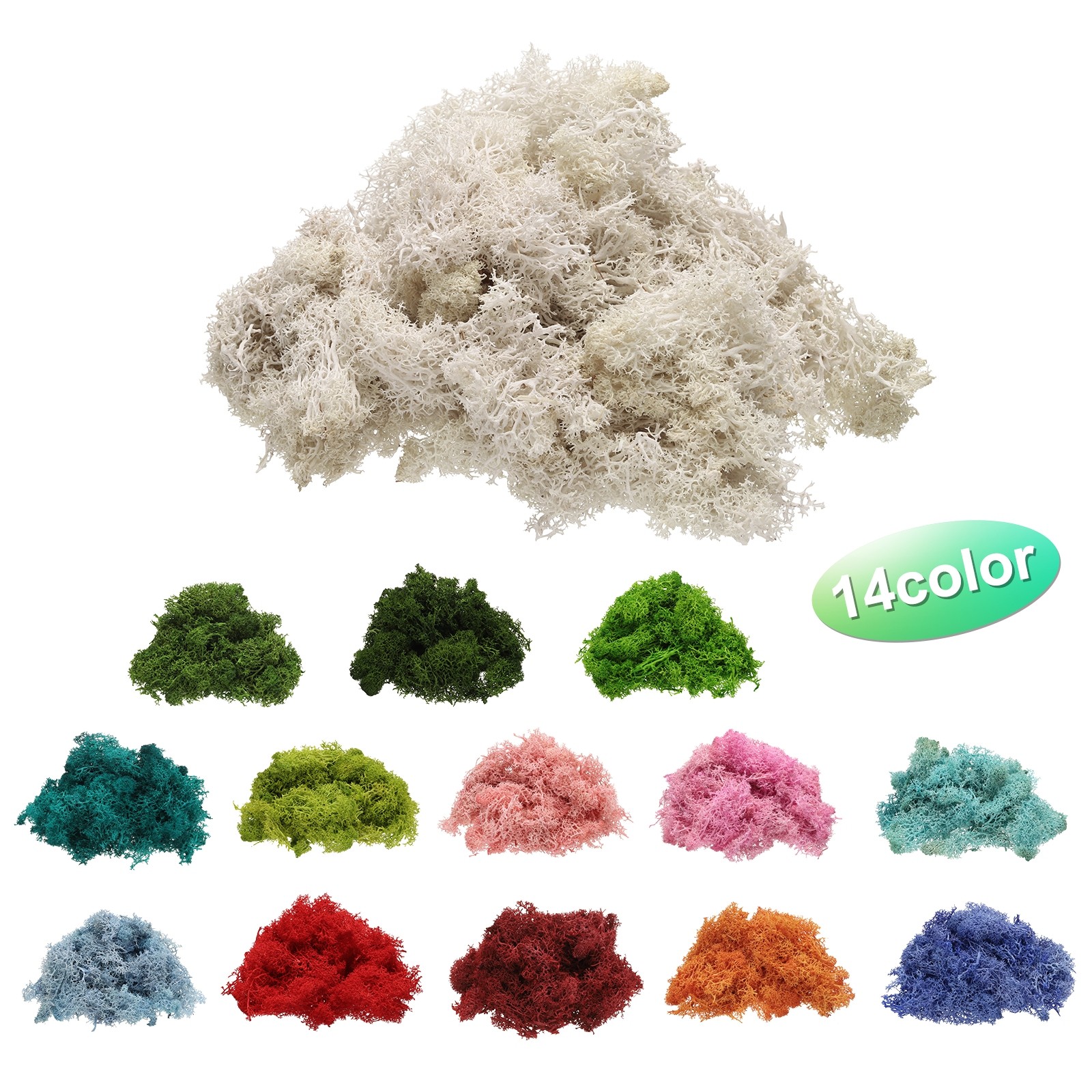 Preserved Reindeer Moss 4 OZ Fake Moss for Crafts Creamy White