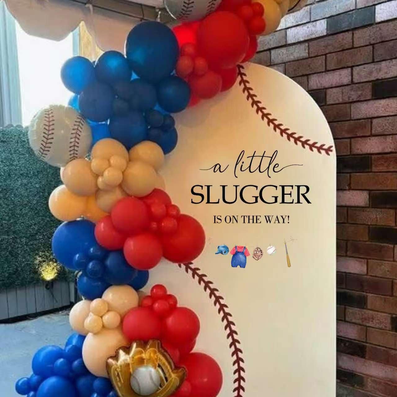 A Little Slugger is On The Way Decal – Baby Shower Backdrop Decorations, Gend…