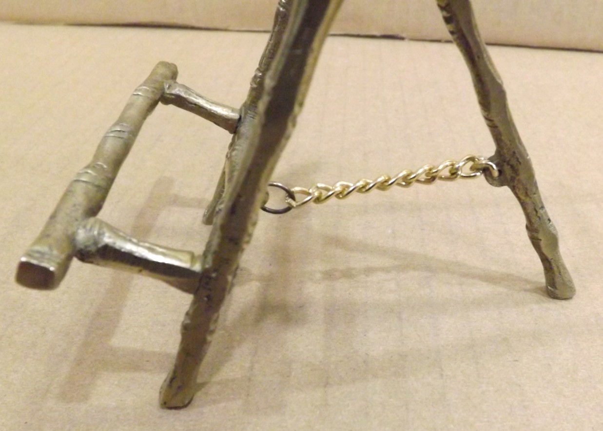 Vintage Solid Brass Faux Bamboo Picture Frame Easel Stand
