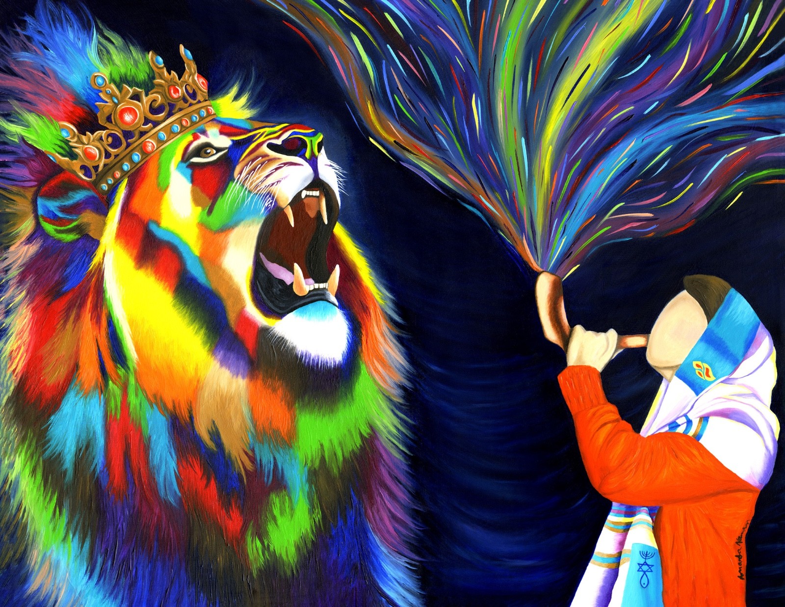 Sound the Shofar; Hear Yeshua Roar” Jewish Christian Art Print by Amanda Norman