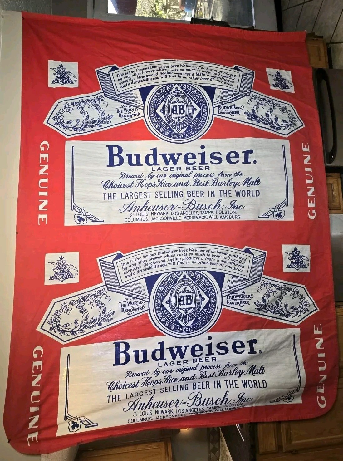 Rare Vintage Budweiser Wall Tapestry 102In x 78In (8.5FT x6.5FT) Huge Decor