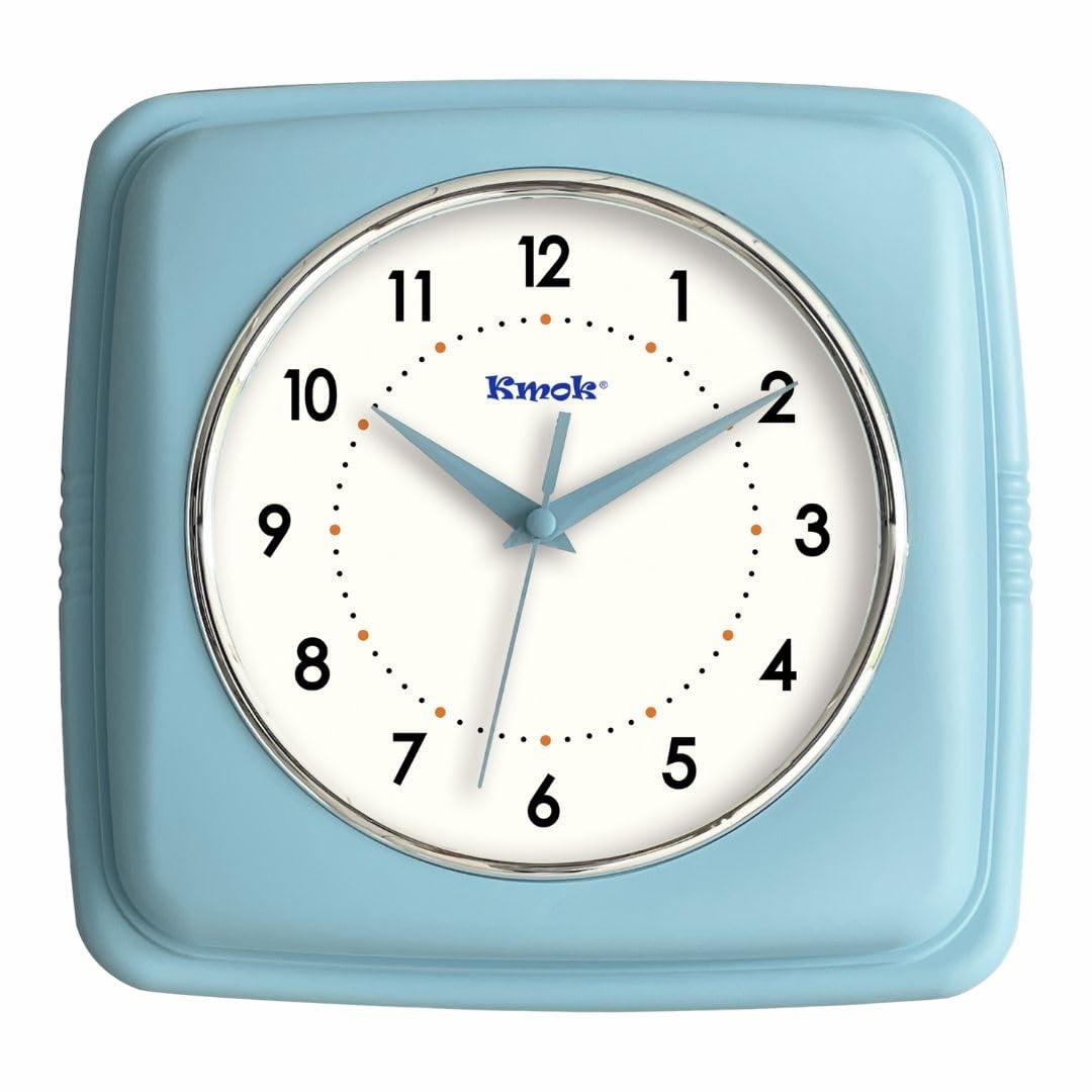 Retro Ã¢â‚¬â€œ 9-Inch Square Silent Non-Ticking Mid-Century Modern Wall Clock…