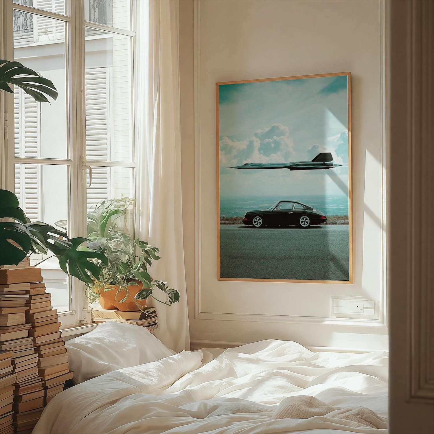 Porsche 911 vs SR-71 Blackbird Poster – Vintage Automotive & Aviation Wall Art