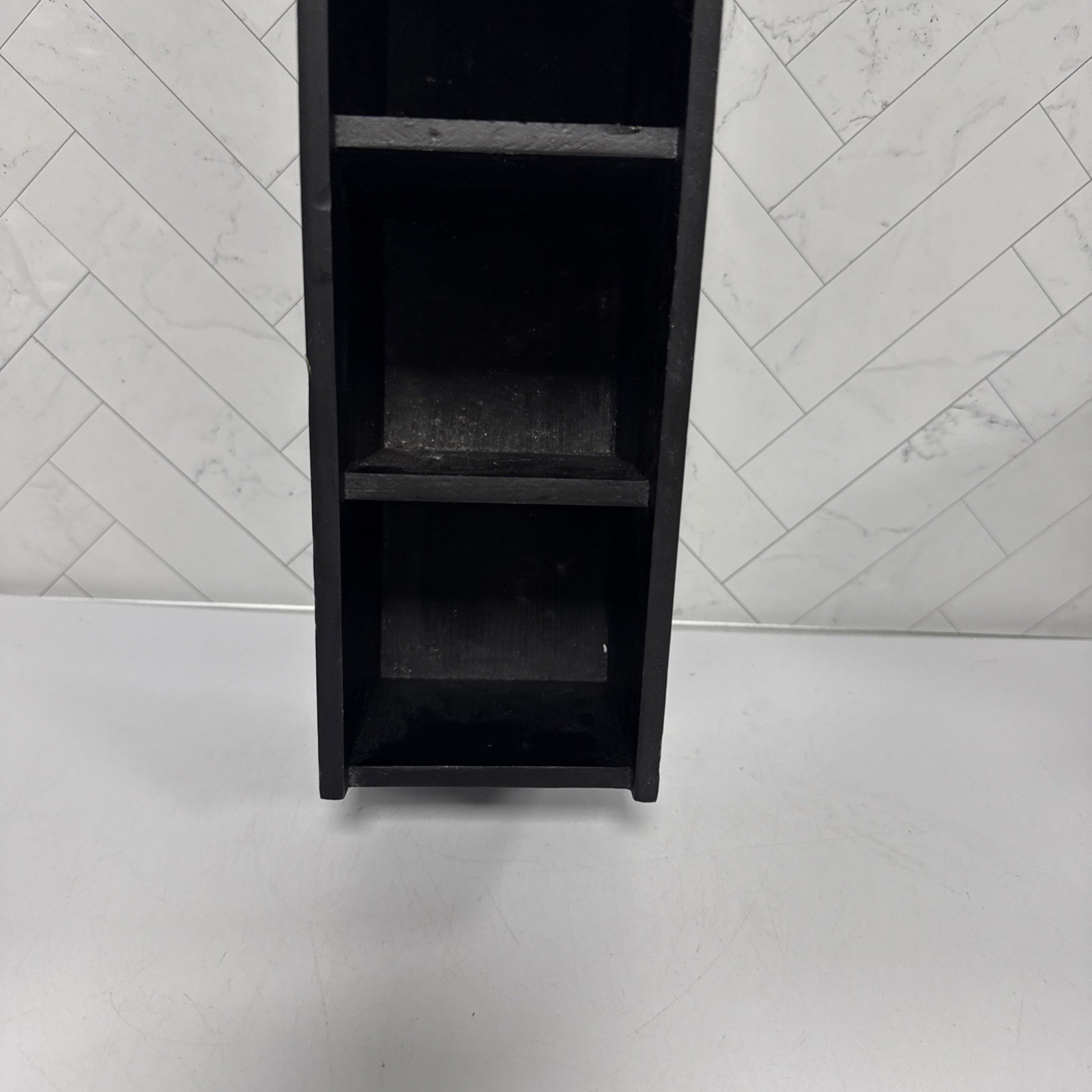Black Wooden Coffin Display Remote Control Holder Shelf Free Standing Halloween