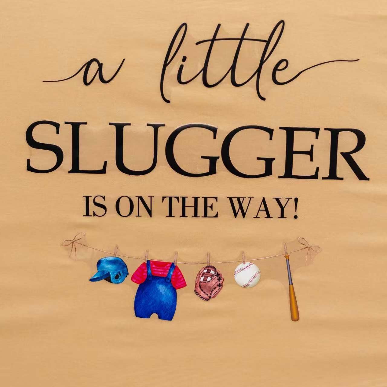 A Little Slugger is On The Way Decal – Baby Shower Backdrop Decorations, Gend…