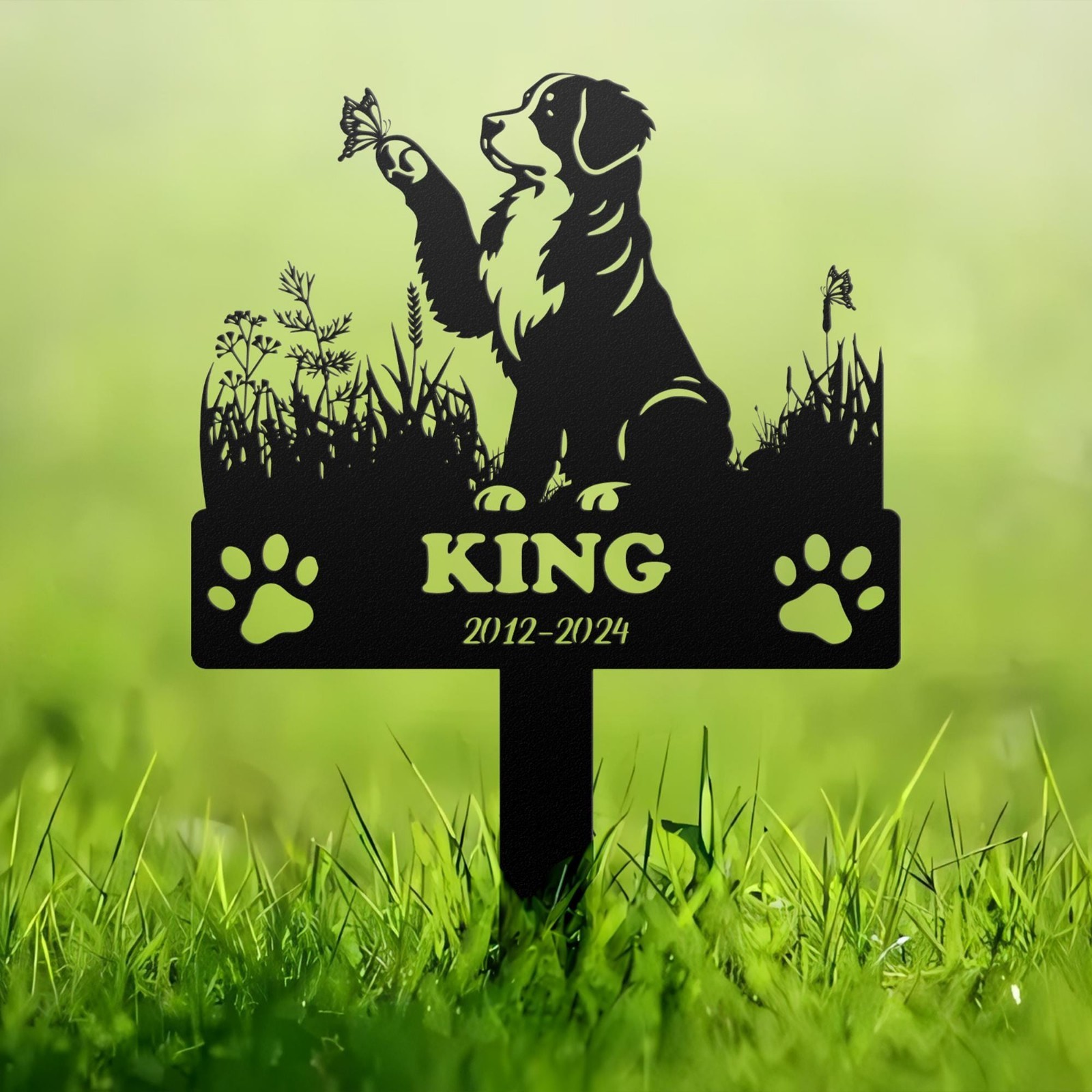 Custom Dog Memorial Metal Stake, Personalized Pet Grave Marker,Garden Decor Gift