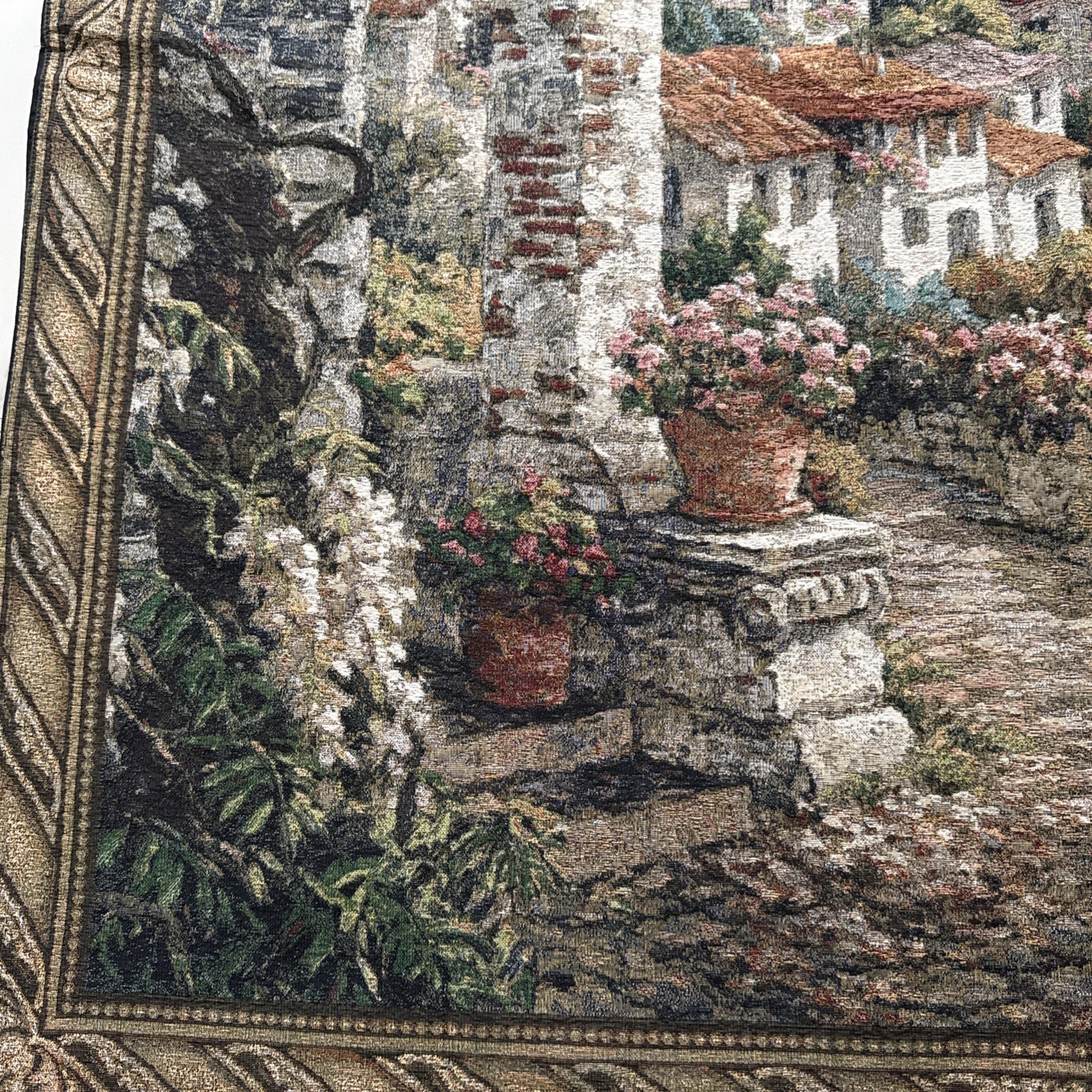 Mediterranean Renaissance Tapestry 51×52 Wall Art Hanging Garden Italian Villa