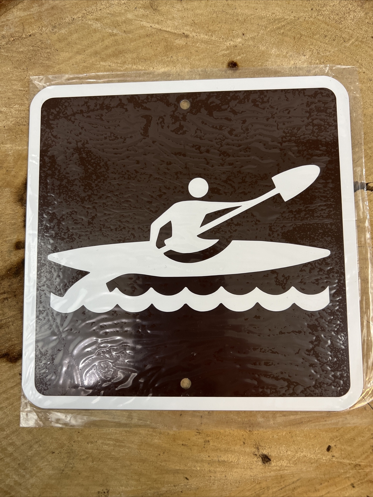 Kayak Metal Parks & Recreation Lake River Kayaking Sign mini 6″x6″ in Brown NEW