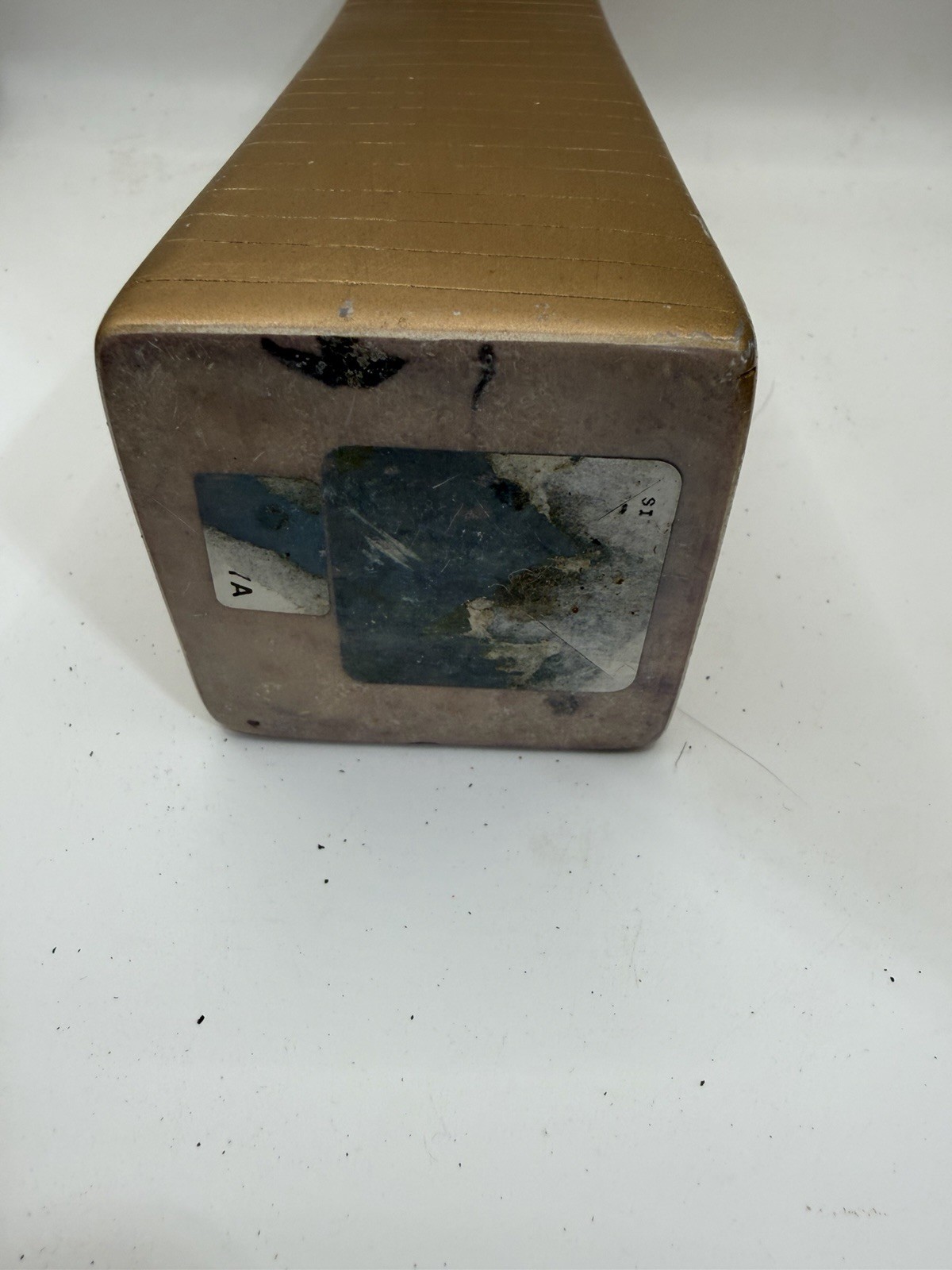 Gold Ceramic Rectangular Floor Vase Striped Modern Decorative Matte 3 lb 6.5 oz