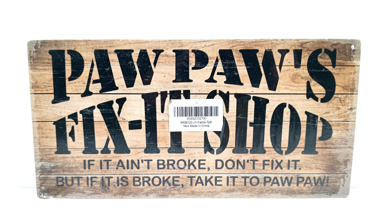 Paw Paw’s Fix-It Shop Sign Printed Hardwood w/ String
