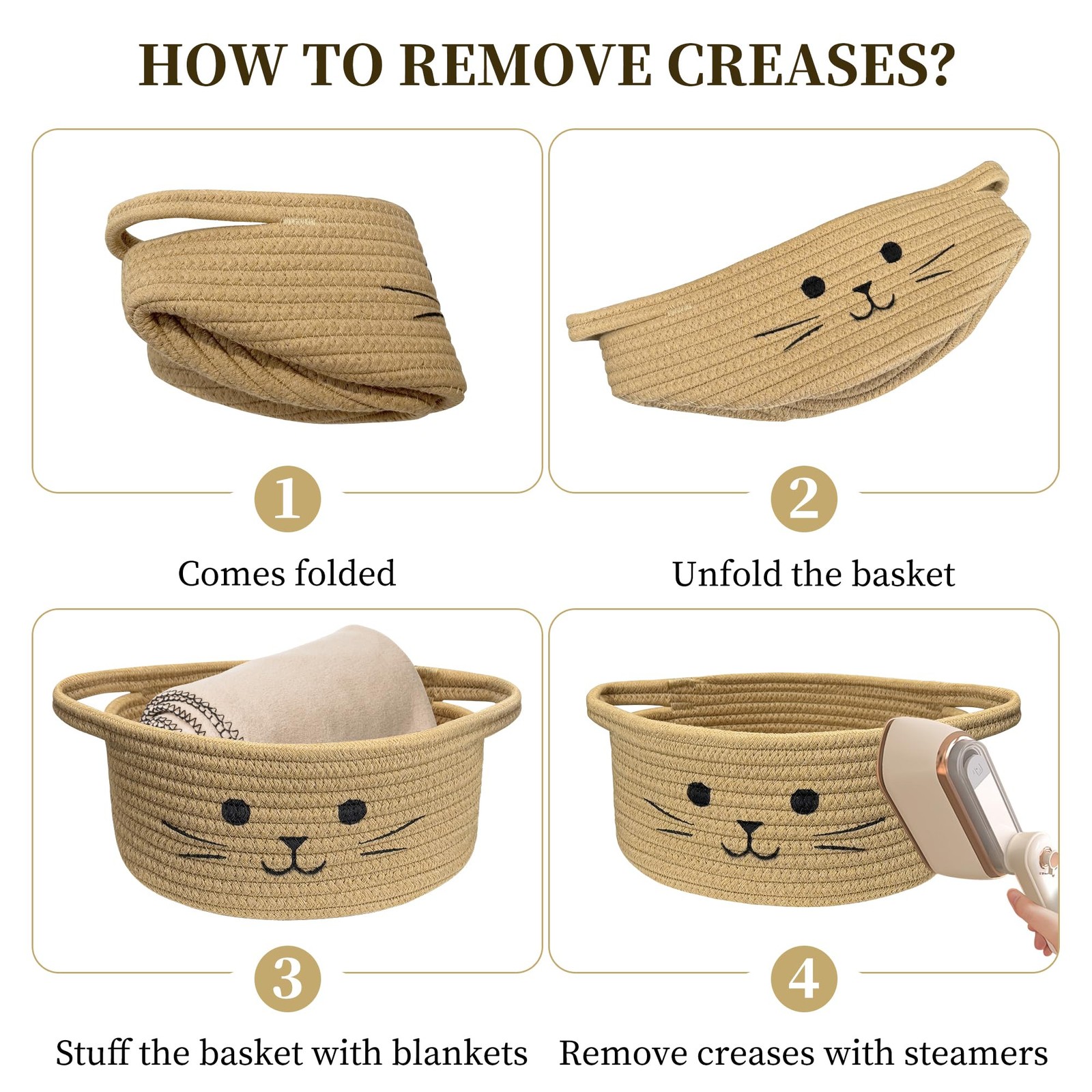 BYLSSNUK 9.8″ x 4″ Small Cat Toy Basket – Baskets for Gifts 9.8″D x 4″H, Jute
