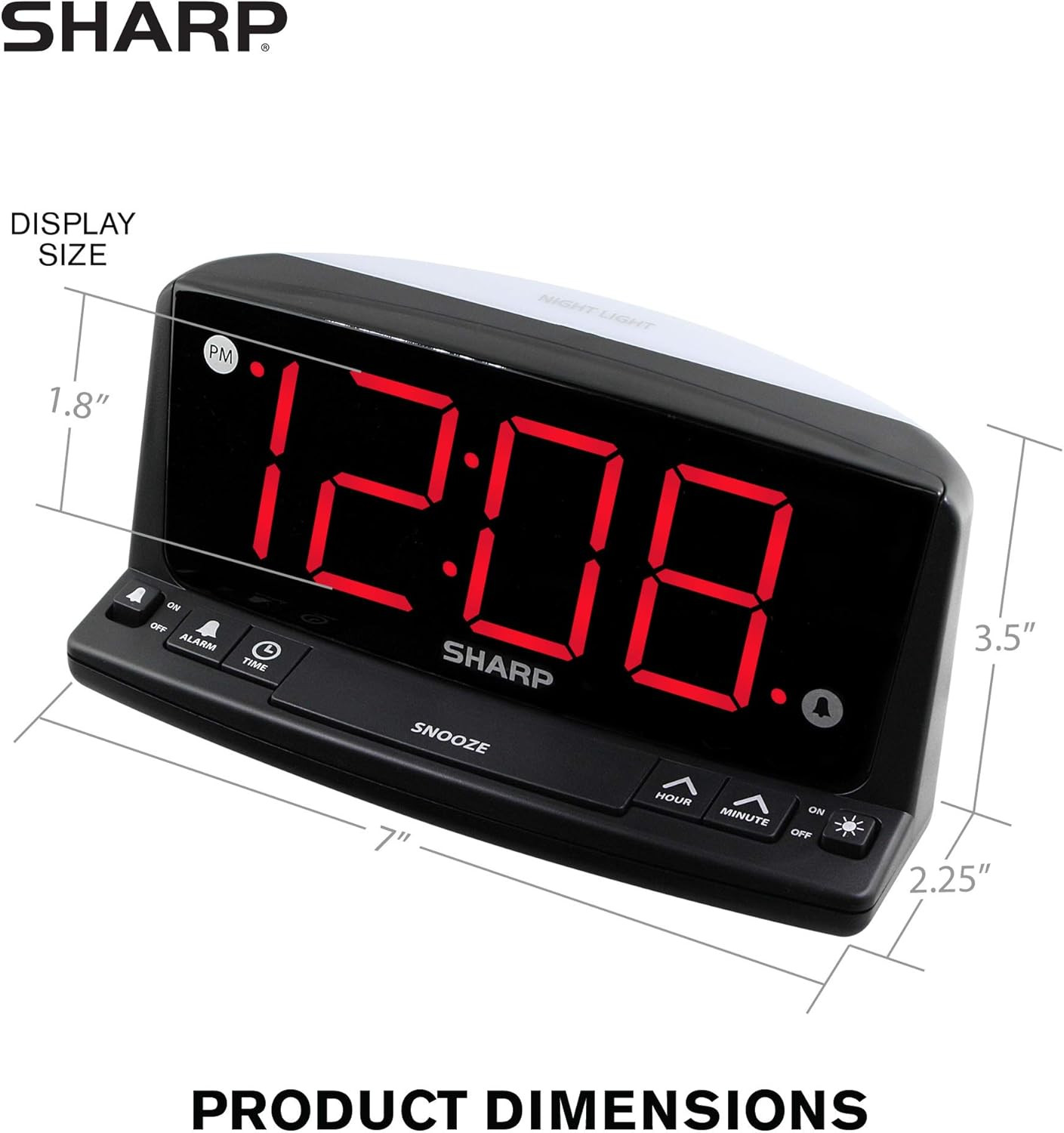LED Digital Alarm Clock – Simple Operation – Easy to See Large Numbers, Built I