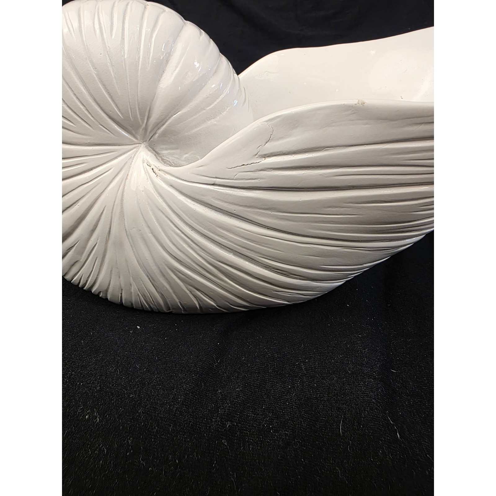 Vintage White Ceramic Nautilus Shell Decorative Bowl Coastal Nautical Planter