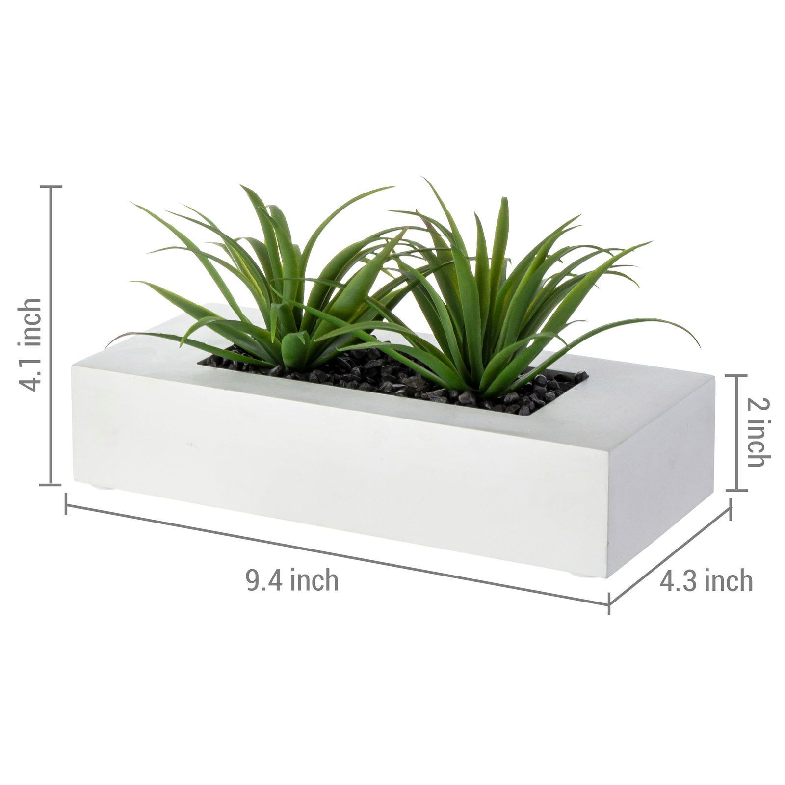 10 In Artificial Green Grass Plants in White Wood Centerpiece Decorative Planter
