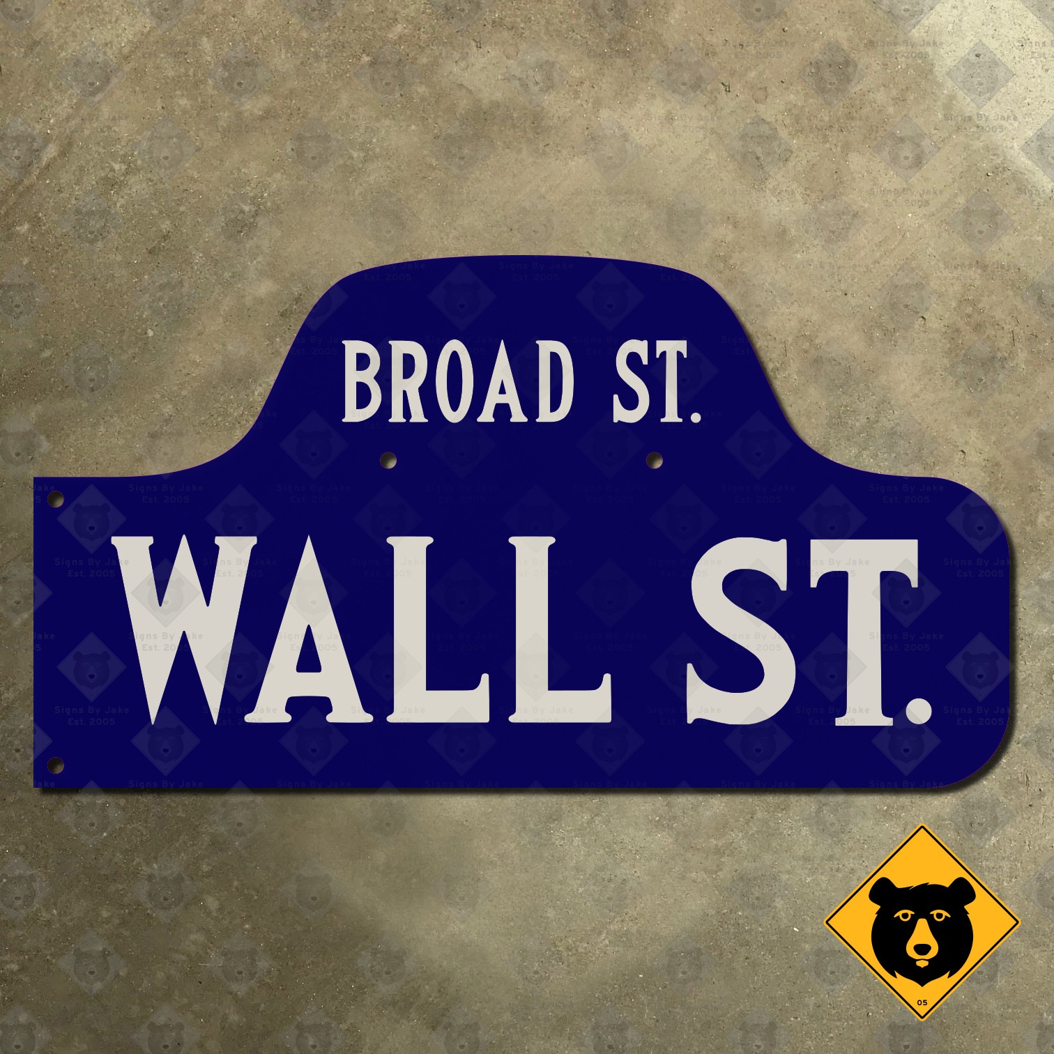 New York Manhattan Wall Broad street financial humpback road sign right 16×9