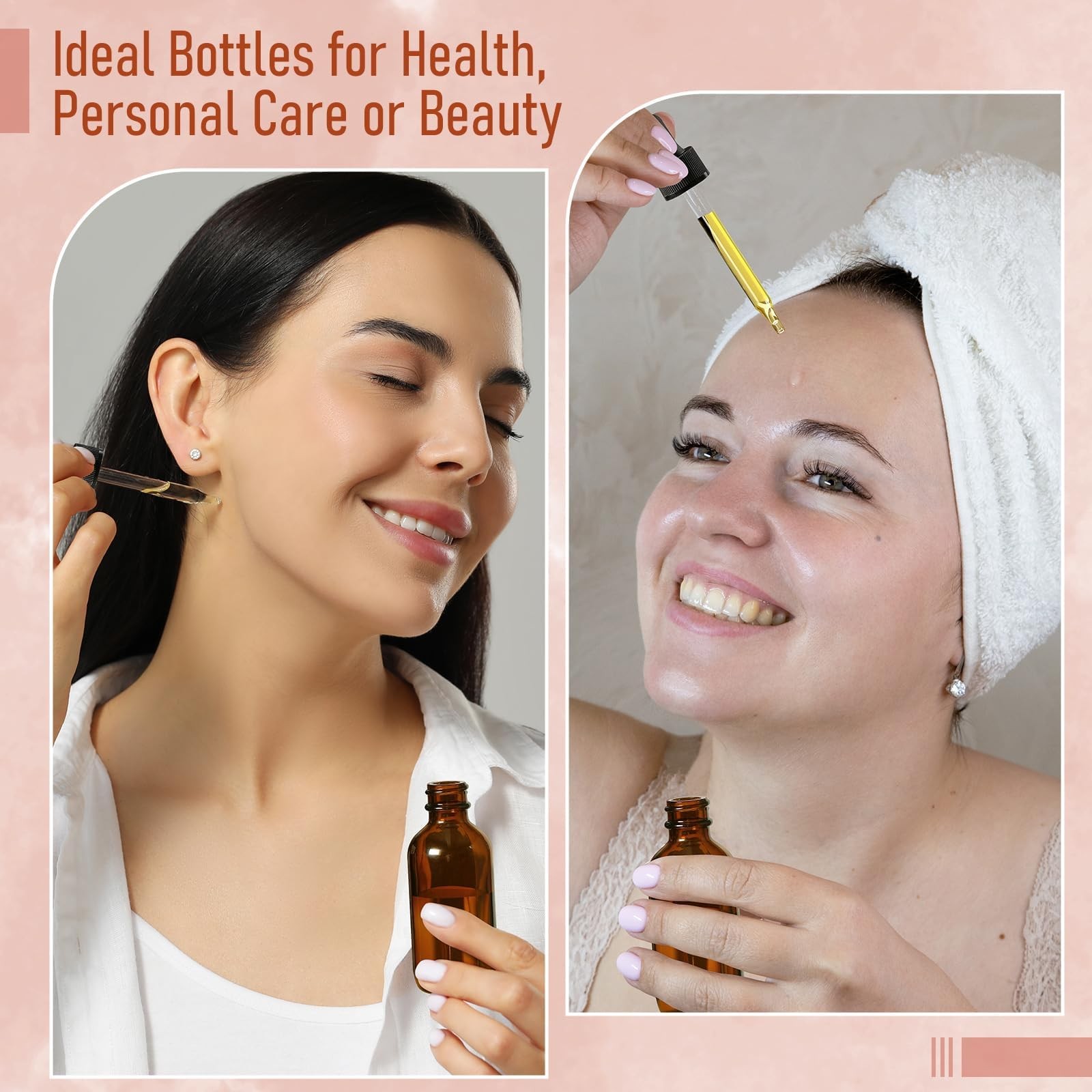 4 Pack, 2 oz Bottles with Dropper & 1 Funnel & 4 Labels – 2OZ, Amber