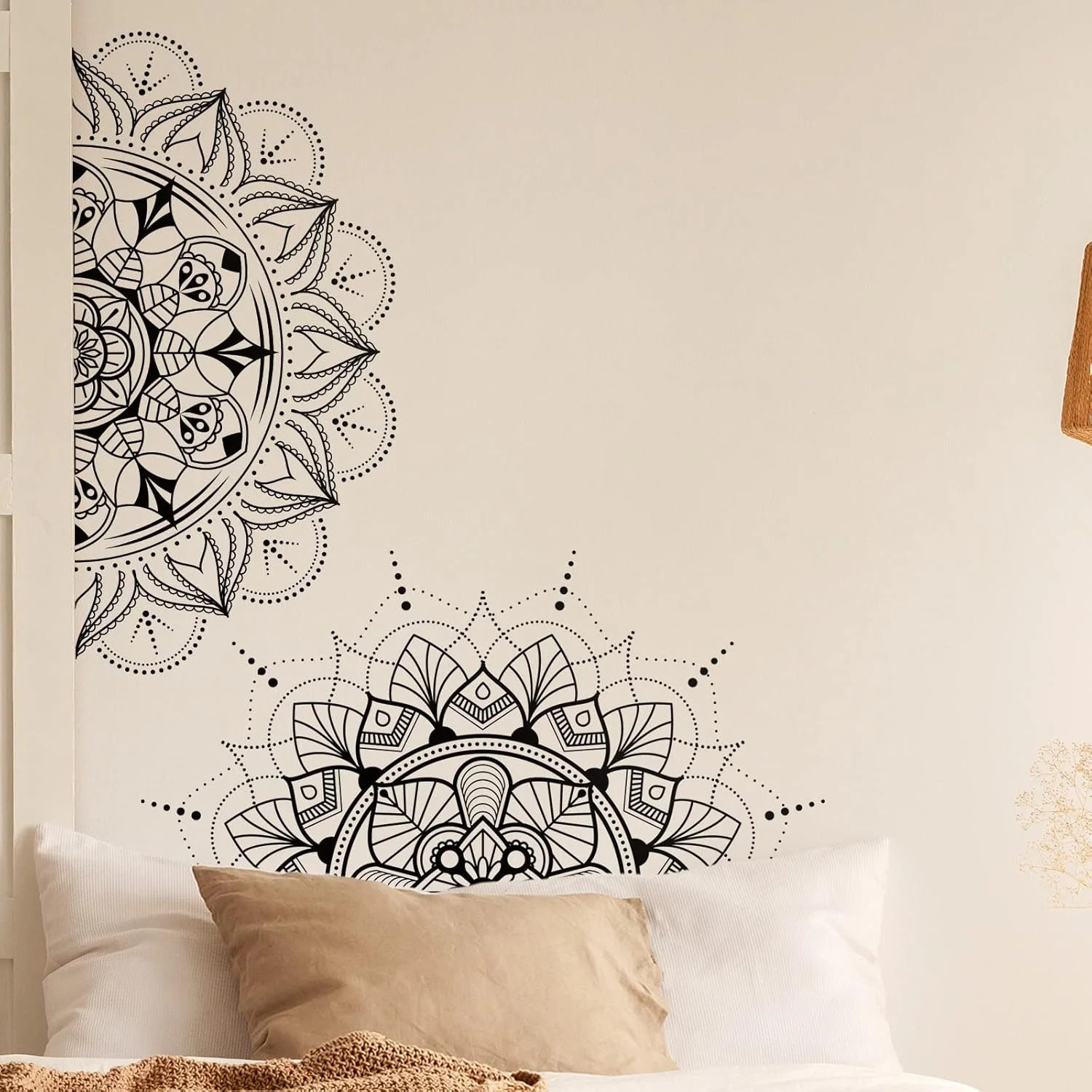 2 Pieces Boho Mandala Wall Stickers 14 x 31 Inch Half Mandala Wall Decal Indian