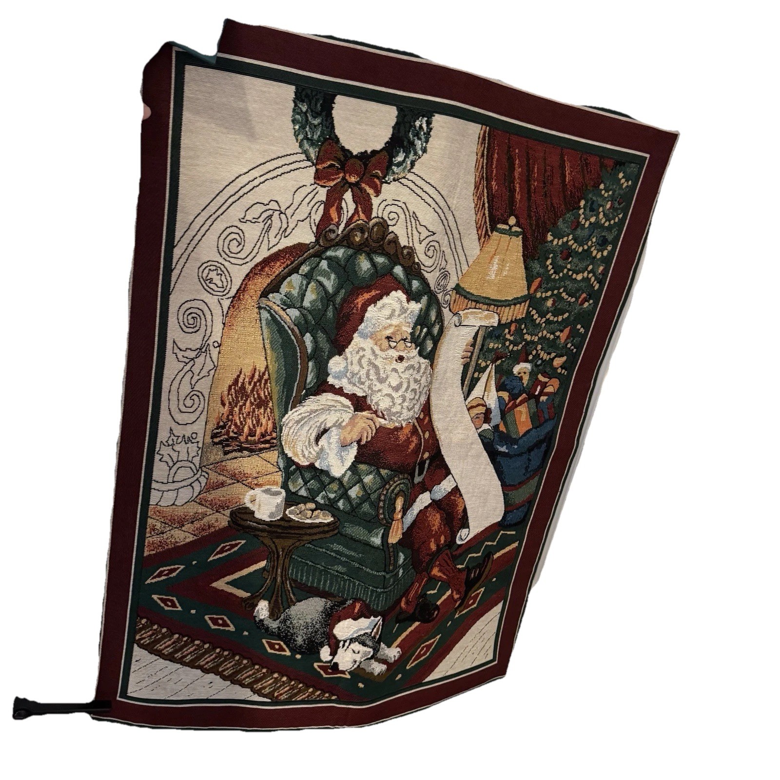Christmas Hanging Woven tapestry image of Santa with children request list