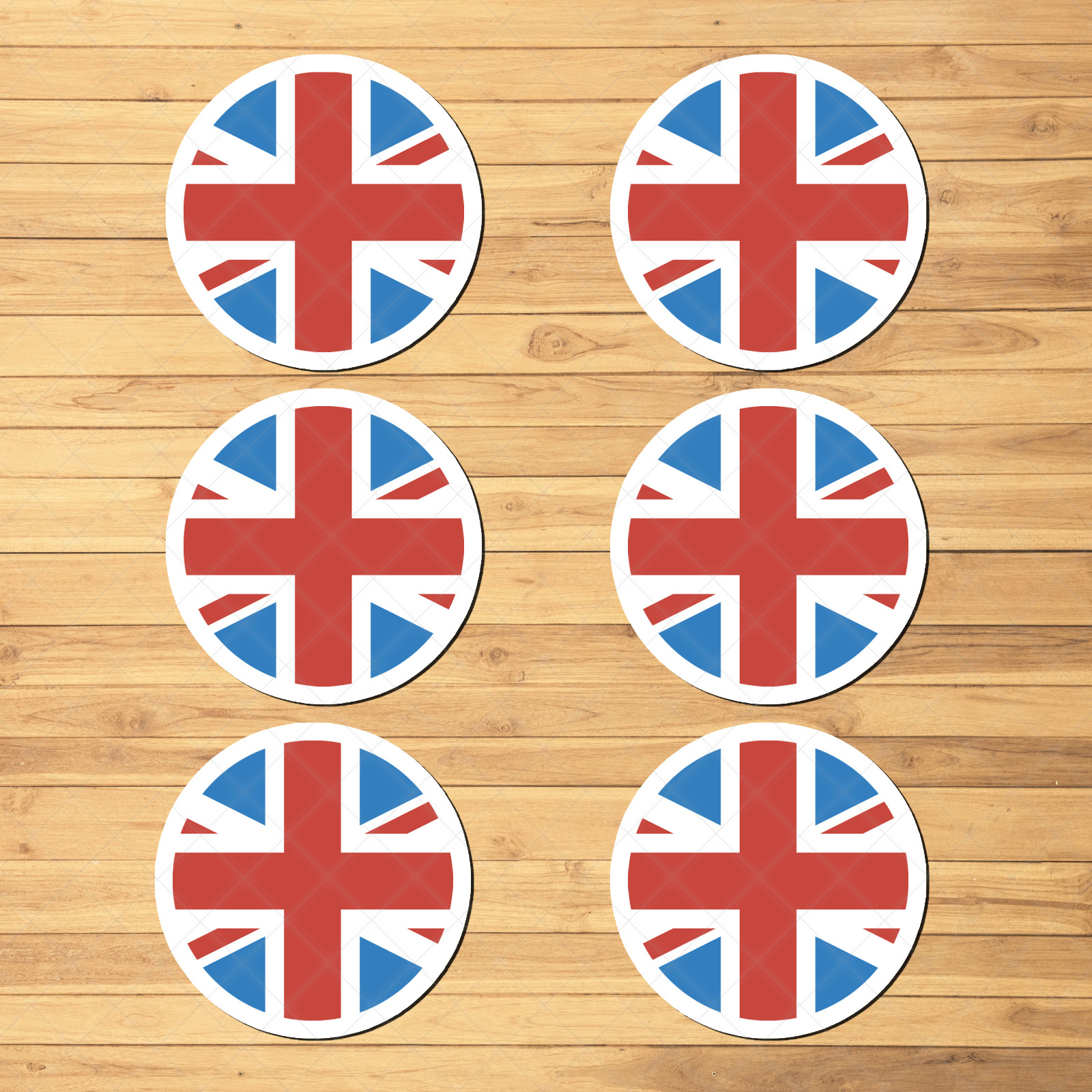 6 Pack Union Jack Stickers – Round British Flag Decals for Laptops, Cars & More