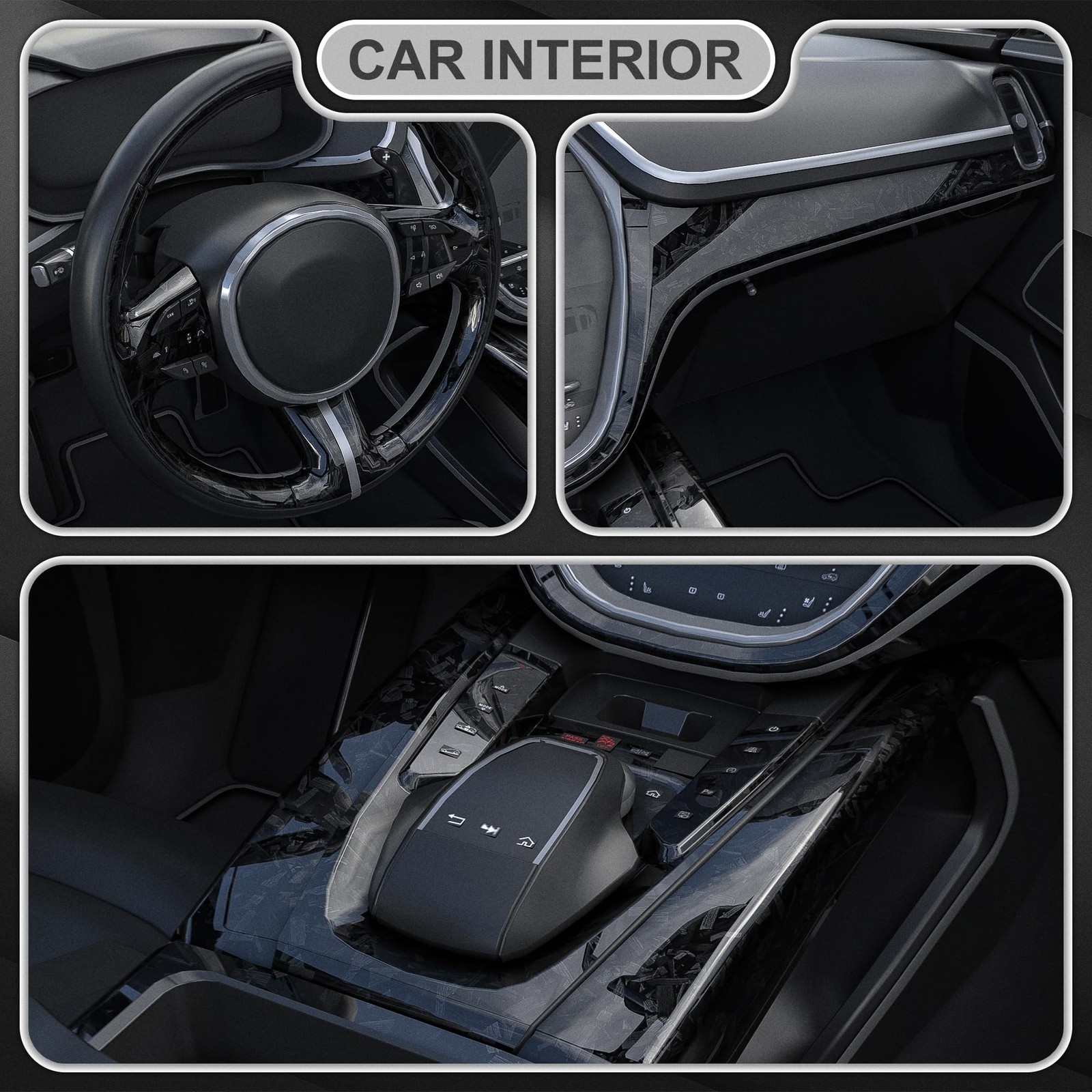 Lypumso Black Forged Carbon Fiber Vinyl Wrap, High Gloss Car Wrap Vinyl Film …