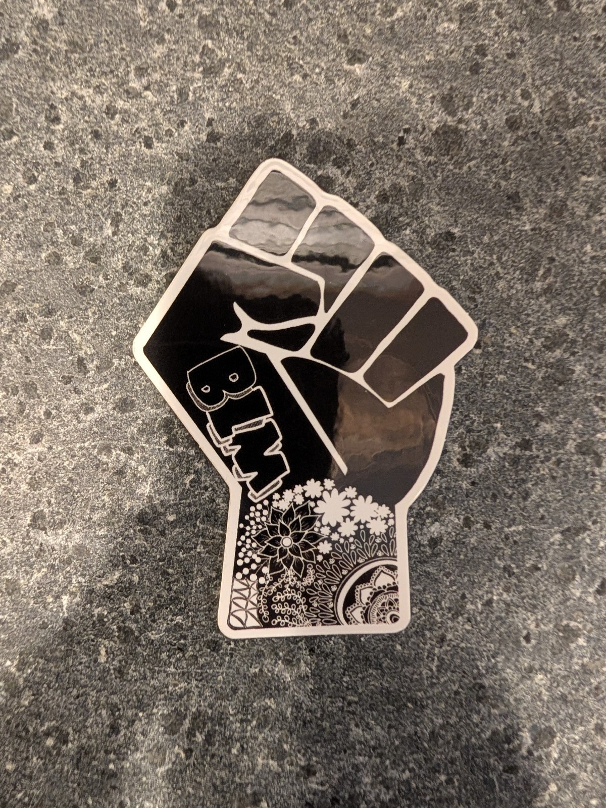 3in BLM Black Lives Matter Fist Vinyl Sticker Fist with Flowers