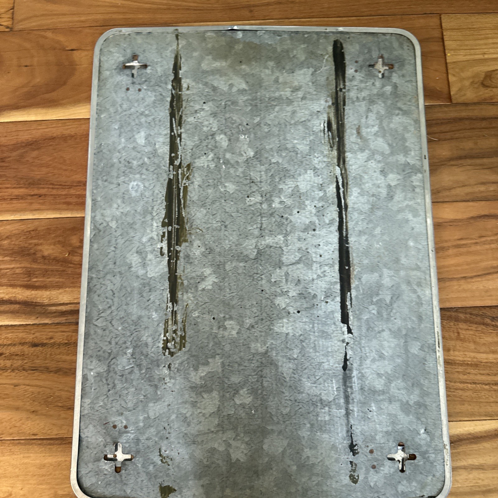 VTG MCM Stainless Steel Framed Bathroom Mirror Rounded Wall Hanging Rectangle