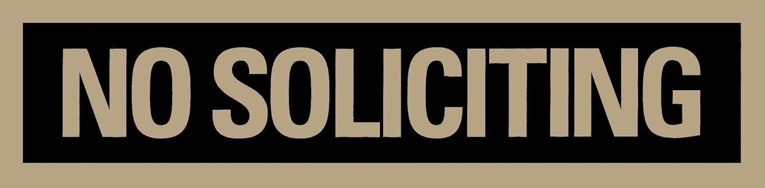 Sign – Self-Stick Sign, “NO SOLICITING” Sign, 2 x 8 Inches, Black and Gold, FAST