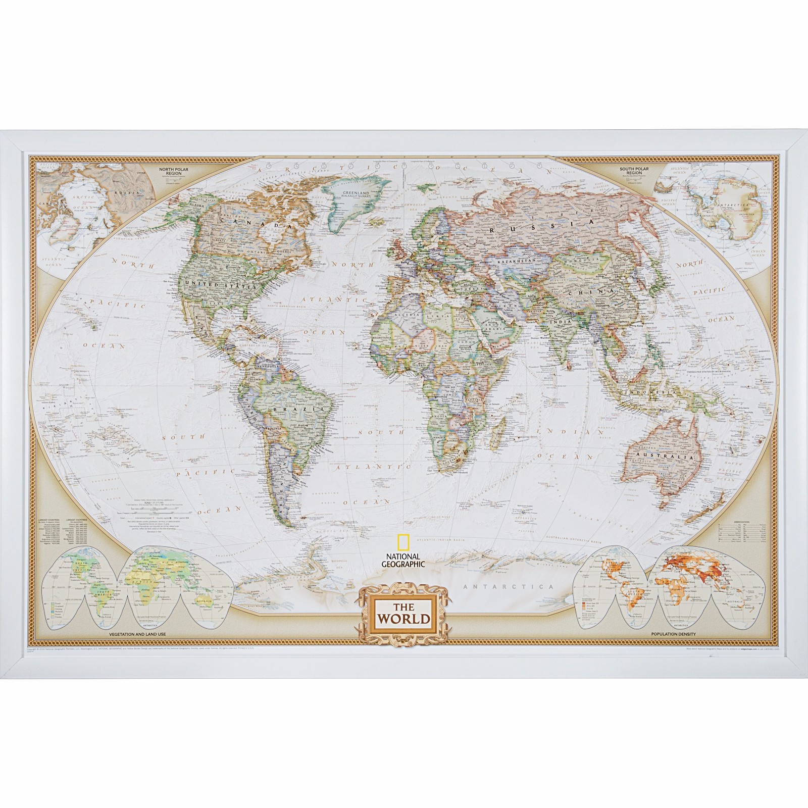 Craig Frames, Executive World Push Pin Travel Map with Pins – 24 x 36