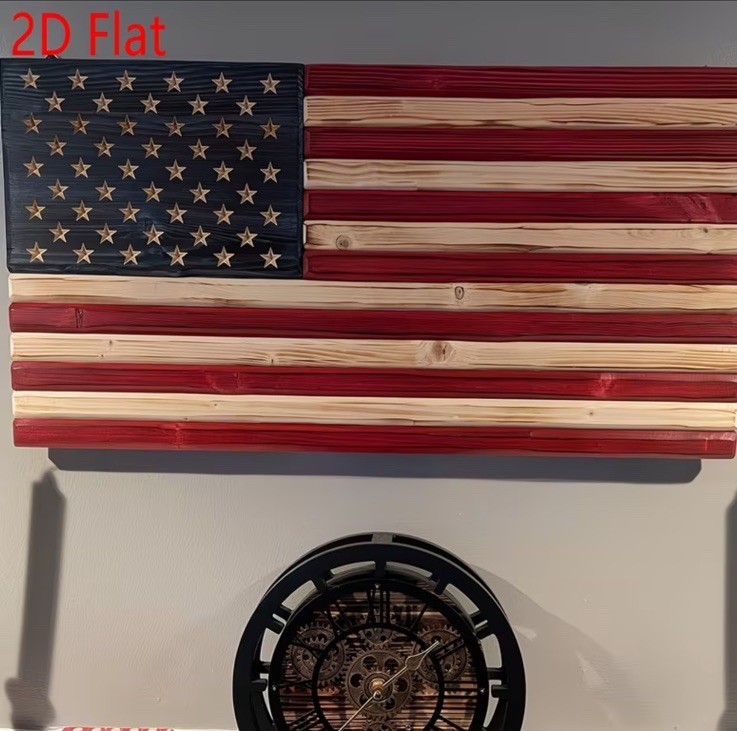 American Flag Wall Hanger Rustic Wood Look 2D Distressed Patriotic Farmhouse