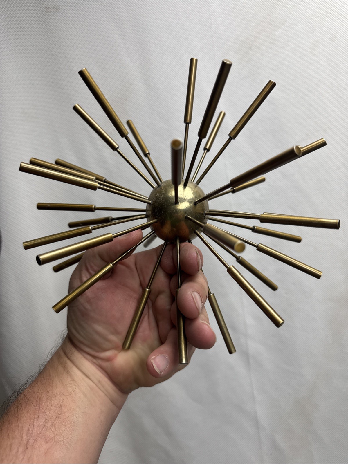 MCM Brass Sputnik Sculpture Decorative Object 9 1/2″ Diameter Starburst Atomic