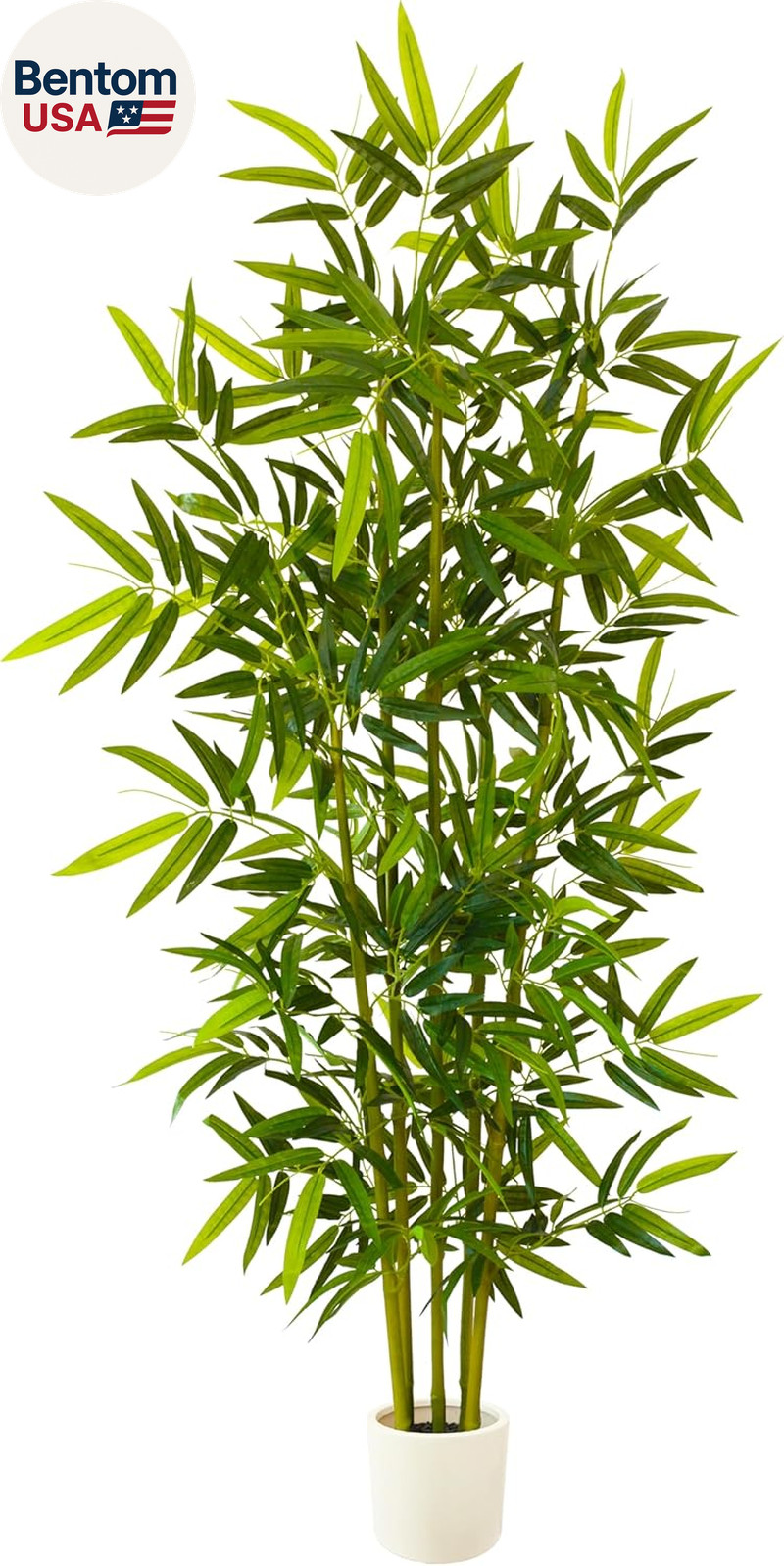 Artificial Bamboo Tree, 6Ft Tall Fake Bamboo Plant with White Planter, Faux Tree