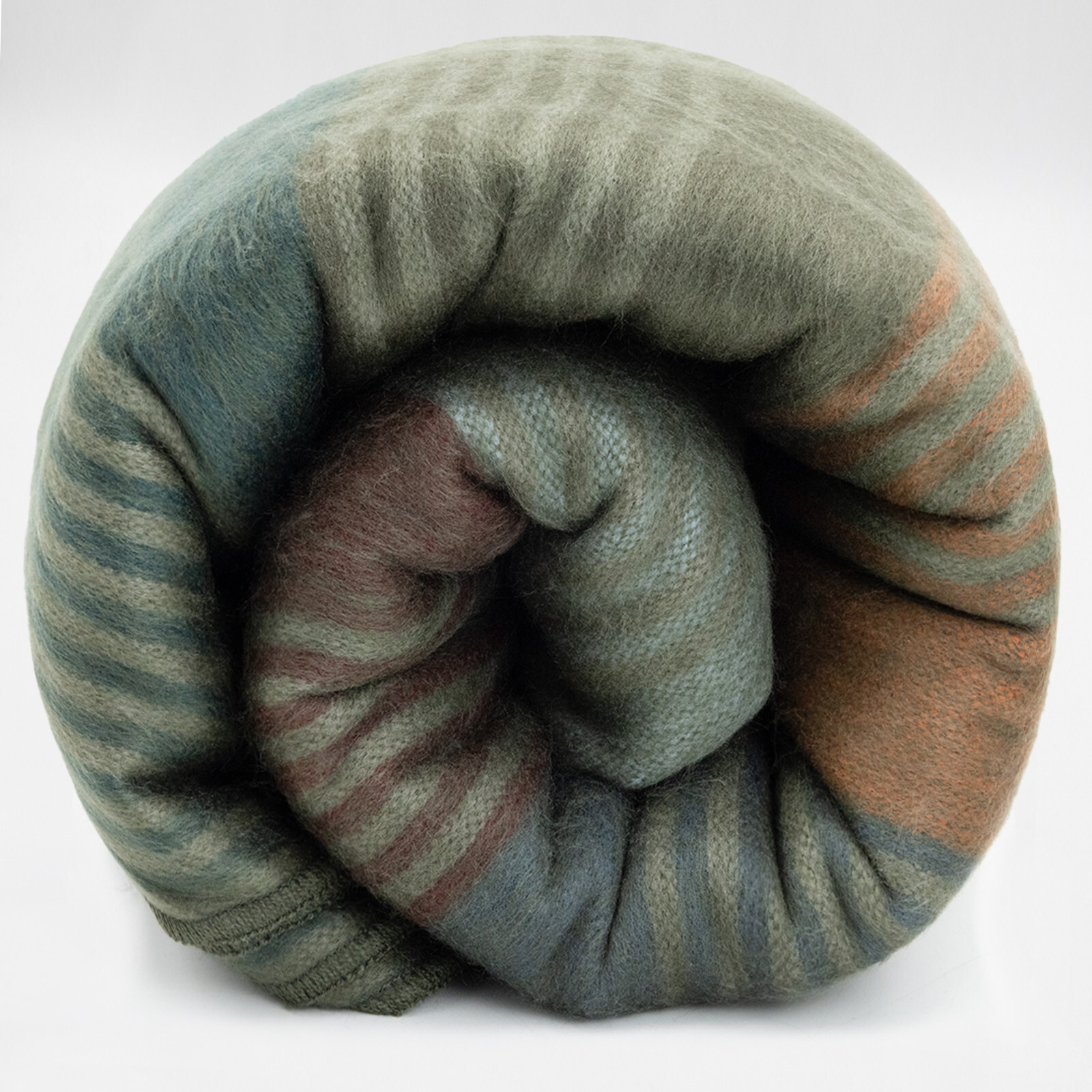 EARTHBOUND STRIPED ALPACA WOOL BLANKET – 95×69 in | MOSS, CLAY AND SKY | QUEEN